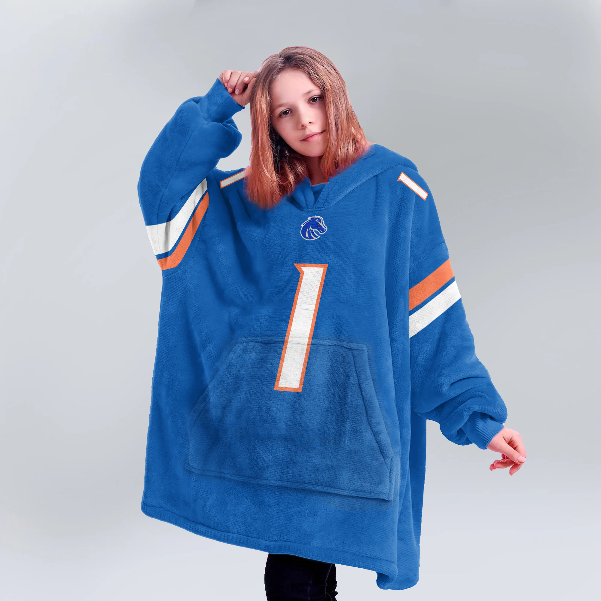 Adult #1 Boise State Football Unisex Blanket Hoodie