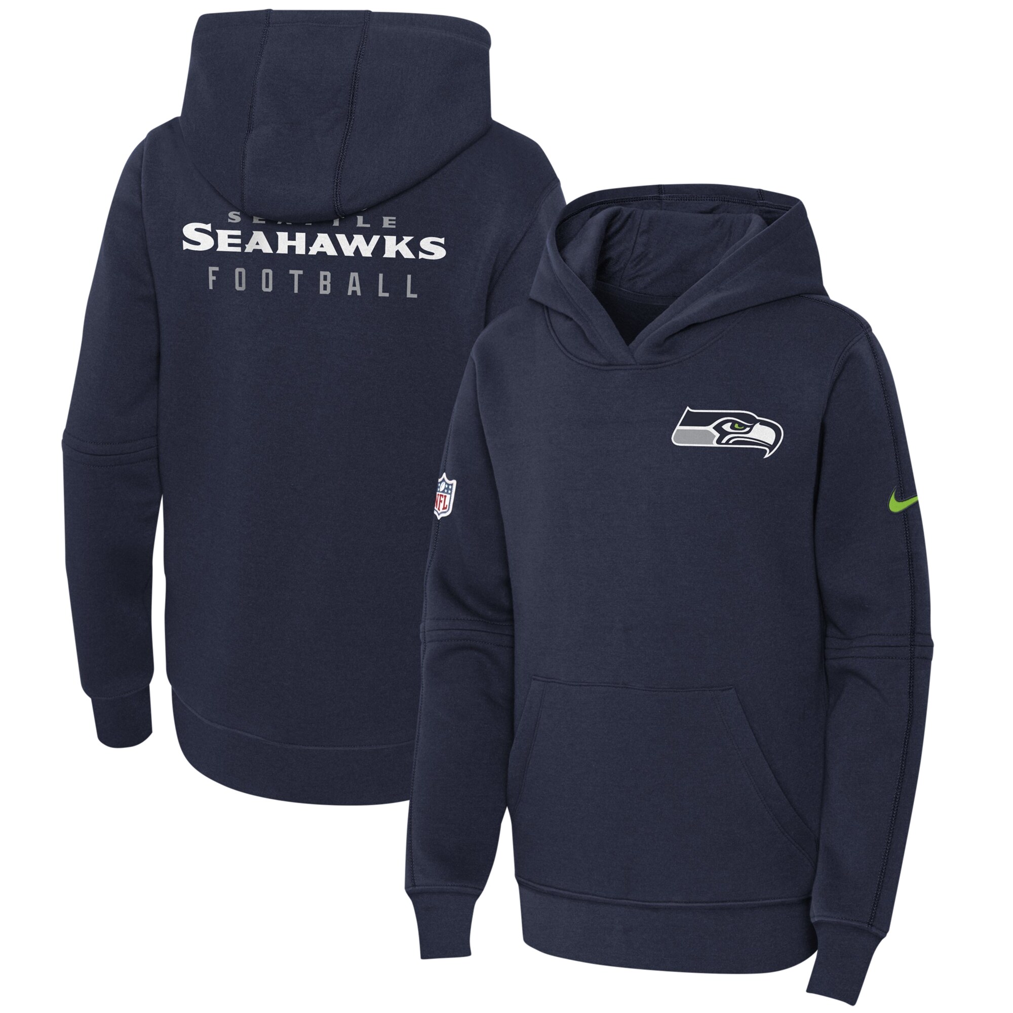 Seattle Seahawks  Youth 2023 Sideline Club Fleece Pullover Hoodie - Navy