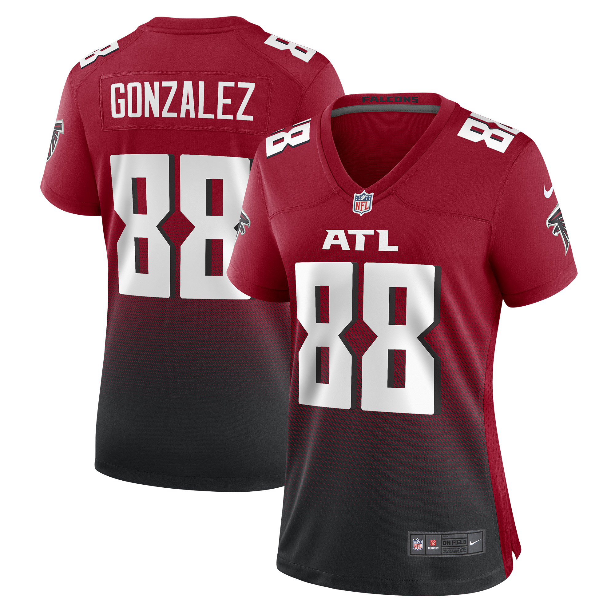 Tony Gonzalez Atlanta Falcons Women's Retired Game Jersey - Red