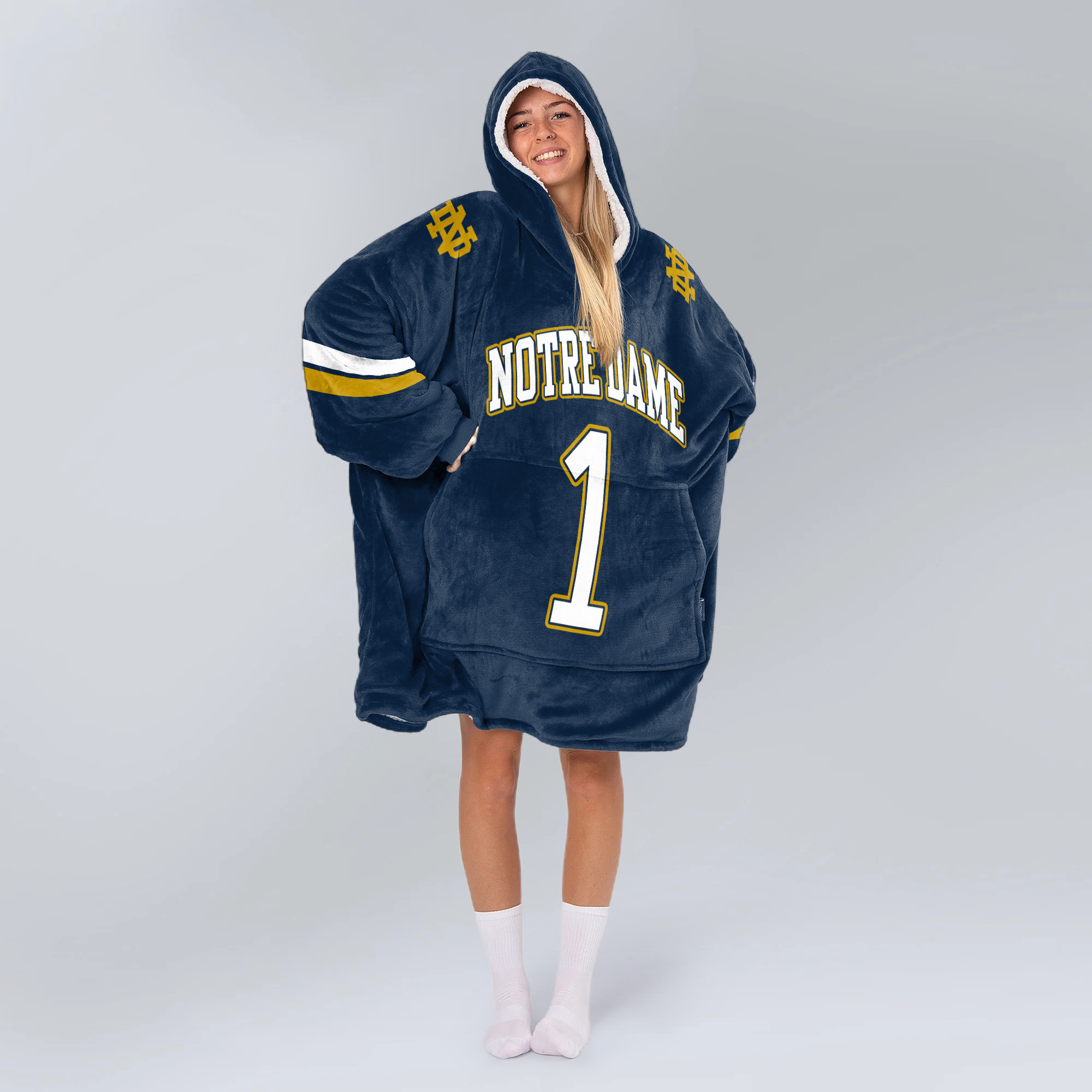 1 Notre Dame Football Unisex Blanket Hoodie