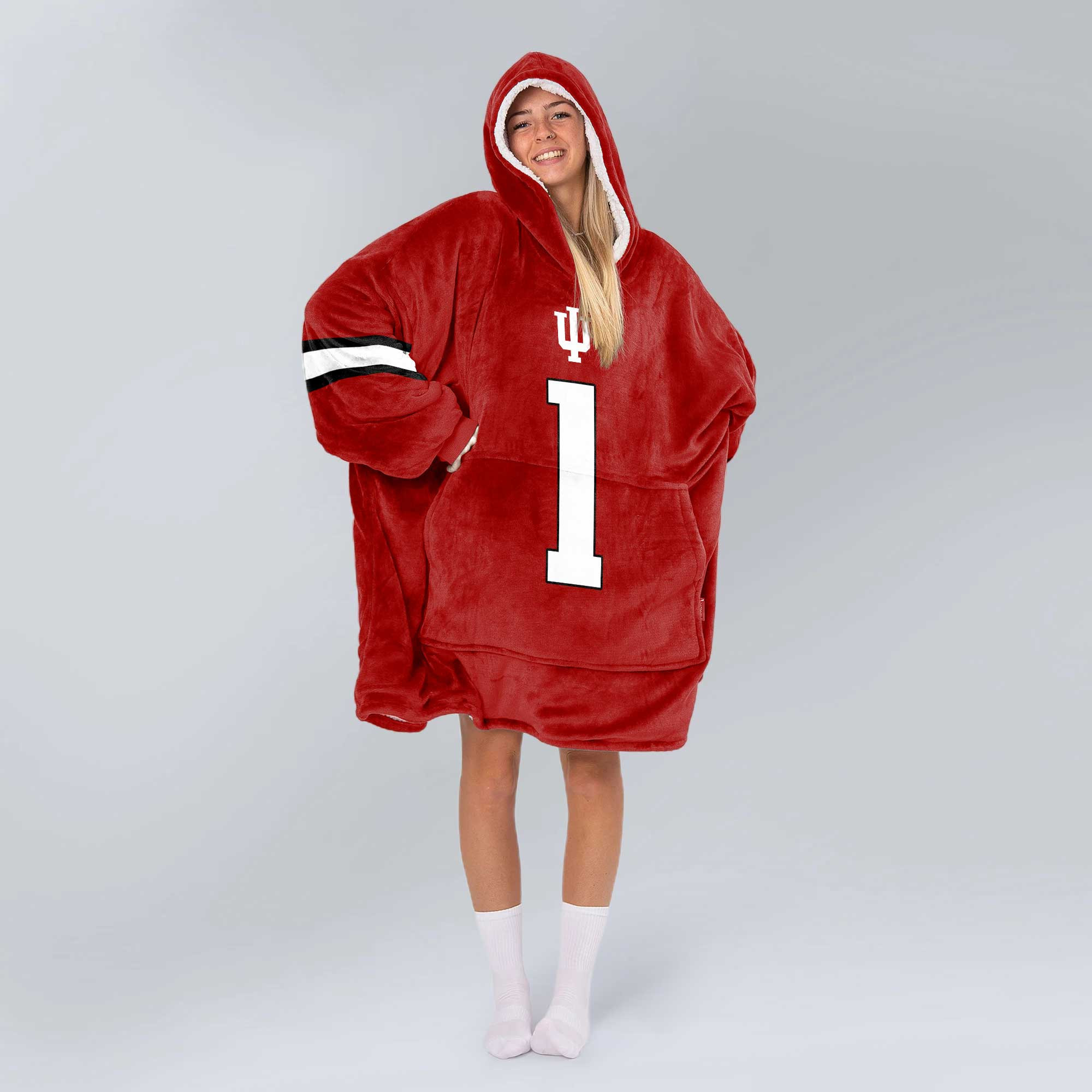 Adult #1 Indiana Football Unisex Blanket Hoodie