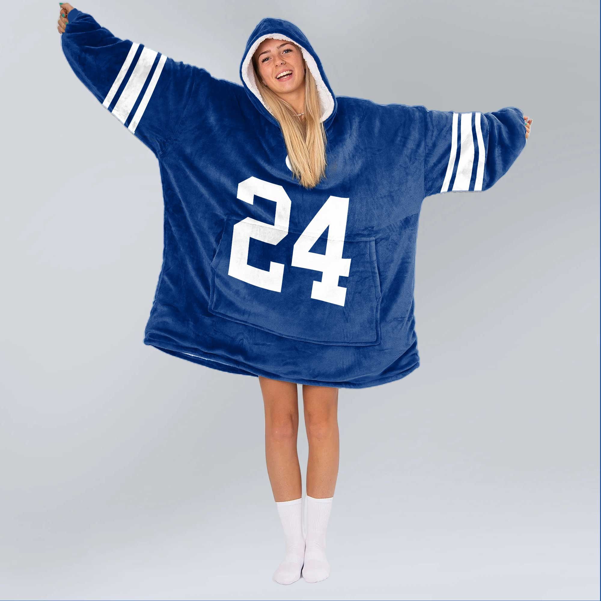 Adult #24 BYU Cougars Football Unisex Blanket Hoodie