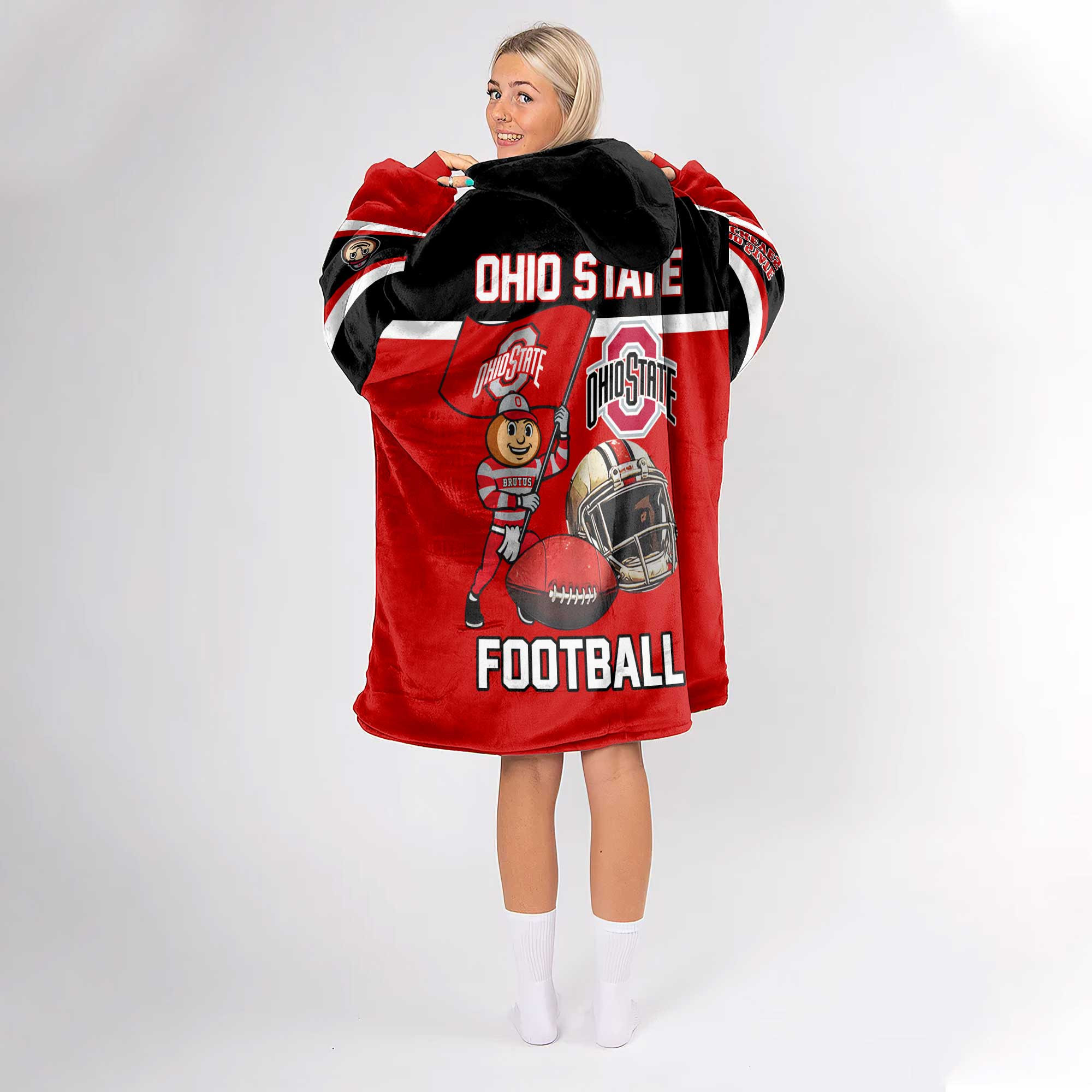 Adult Ohio State Football Unisex Blanket Hoodie