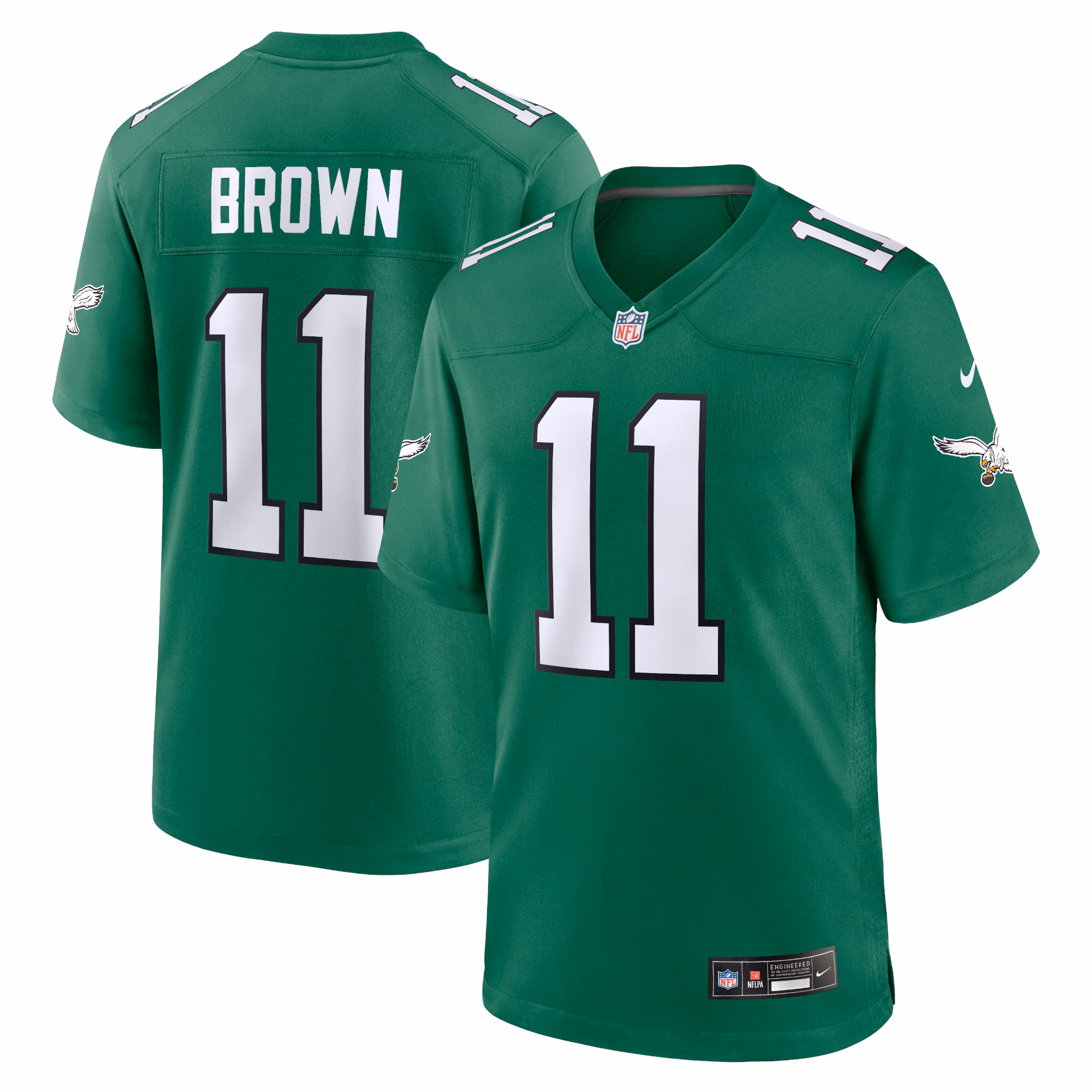 A.J. Brown Philadelphia Eagles #11 Alternate Game Player Jersey - Kelly Green