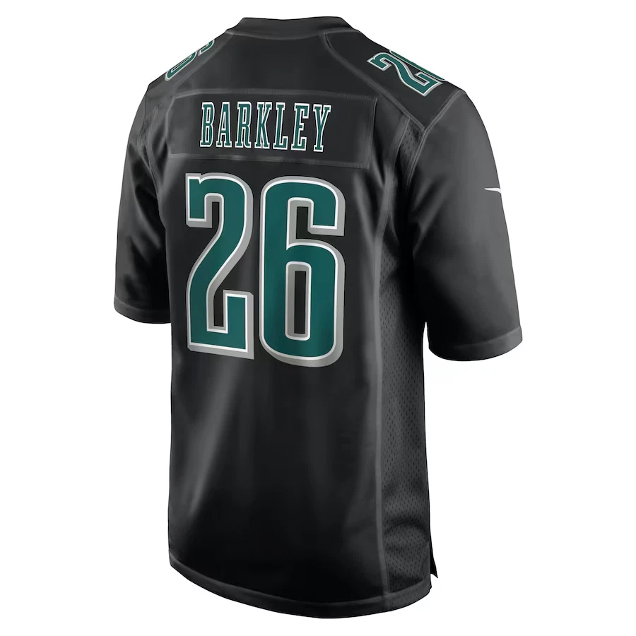 Men’s #26 Saquon Barkley Carbon Black Super Bowl LIX Fashion GamePlayer Jersey