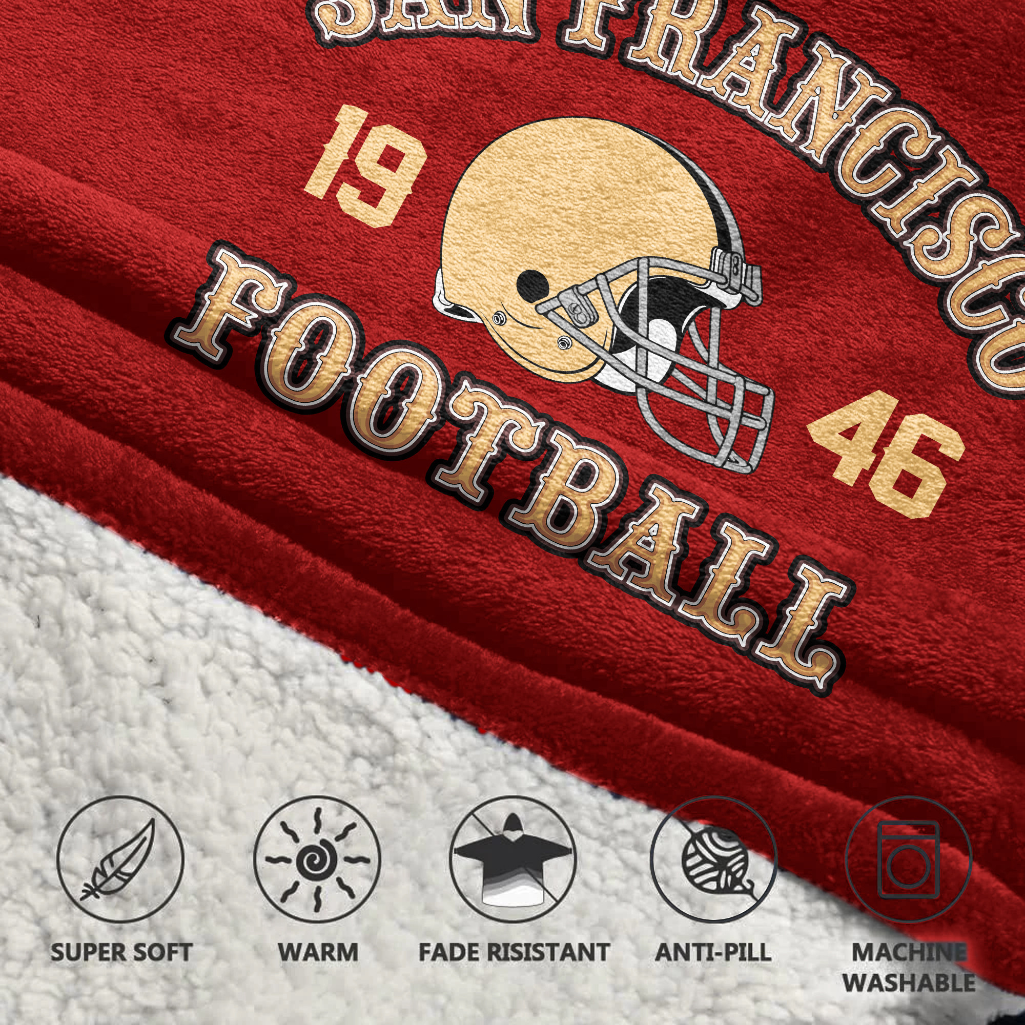 Adult San Francisco 49ers Football Unisex Blanket Hoodie