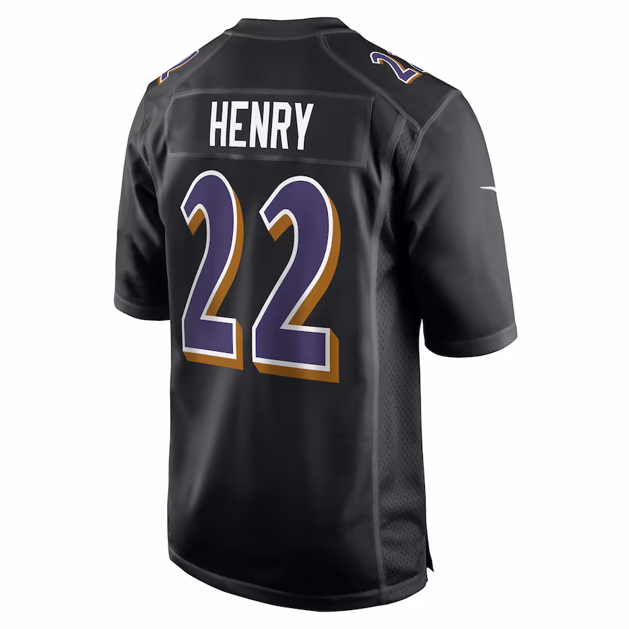 Men's Derrick Henry #22 Carbon Black Baltimore Ravens Fashion Jersey