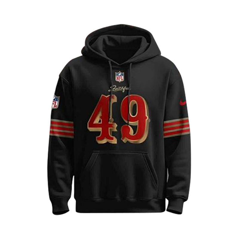 Men's San Francisco 49ers 49ers #49 The Faithful Black Stitched Hoodie