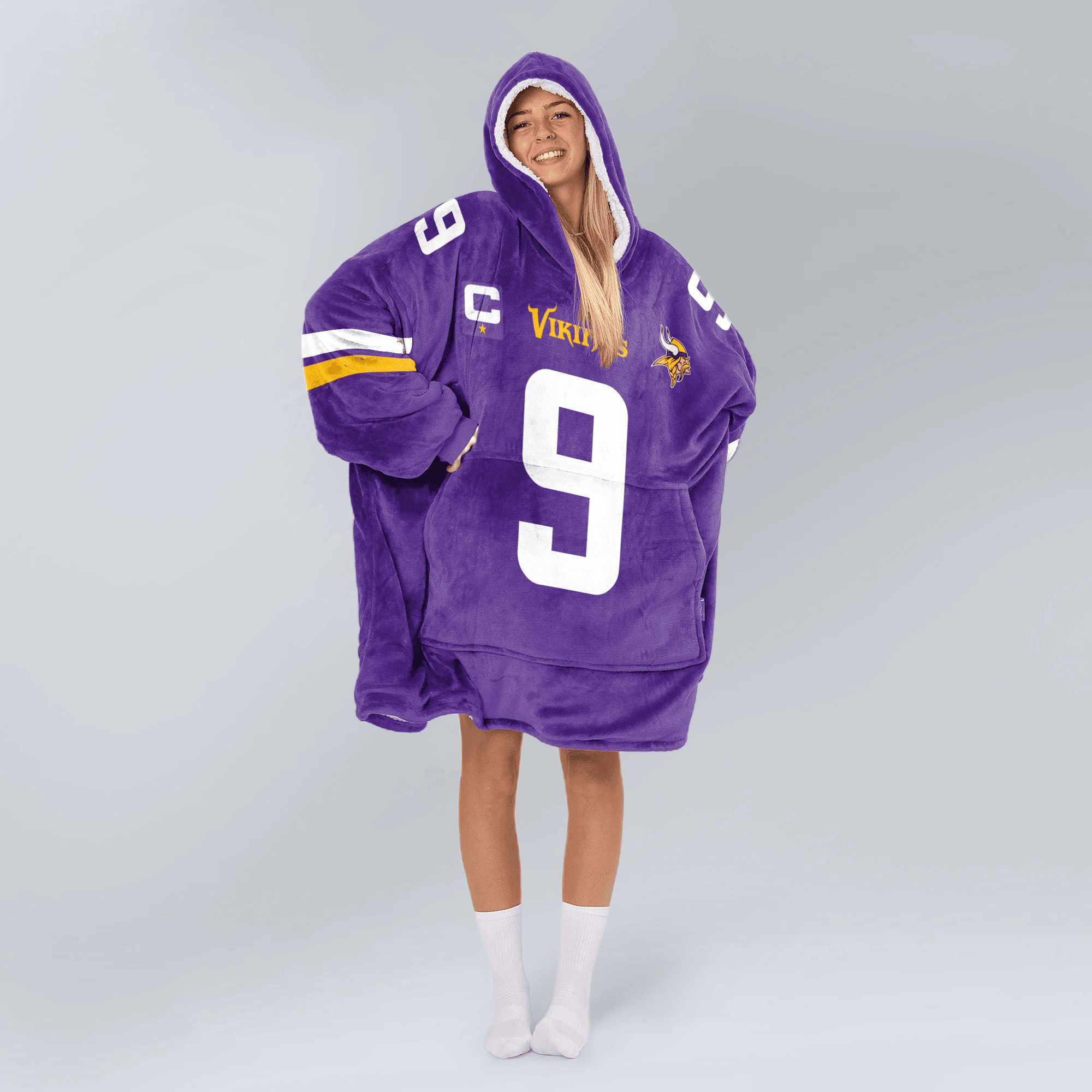 Adult Captain 9 Minnesota Football Unisex Blanket Hoodie