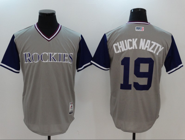 Men's Colorado Rockies #19 Charlie Blackmon Gray
