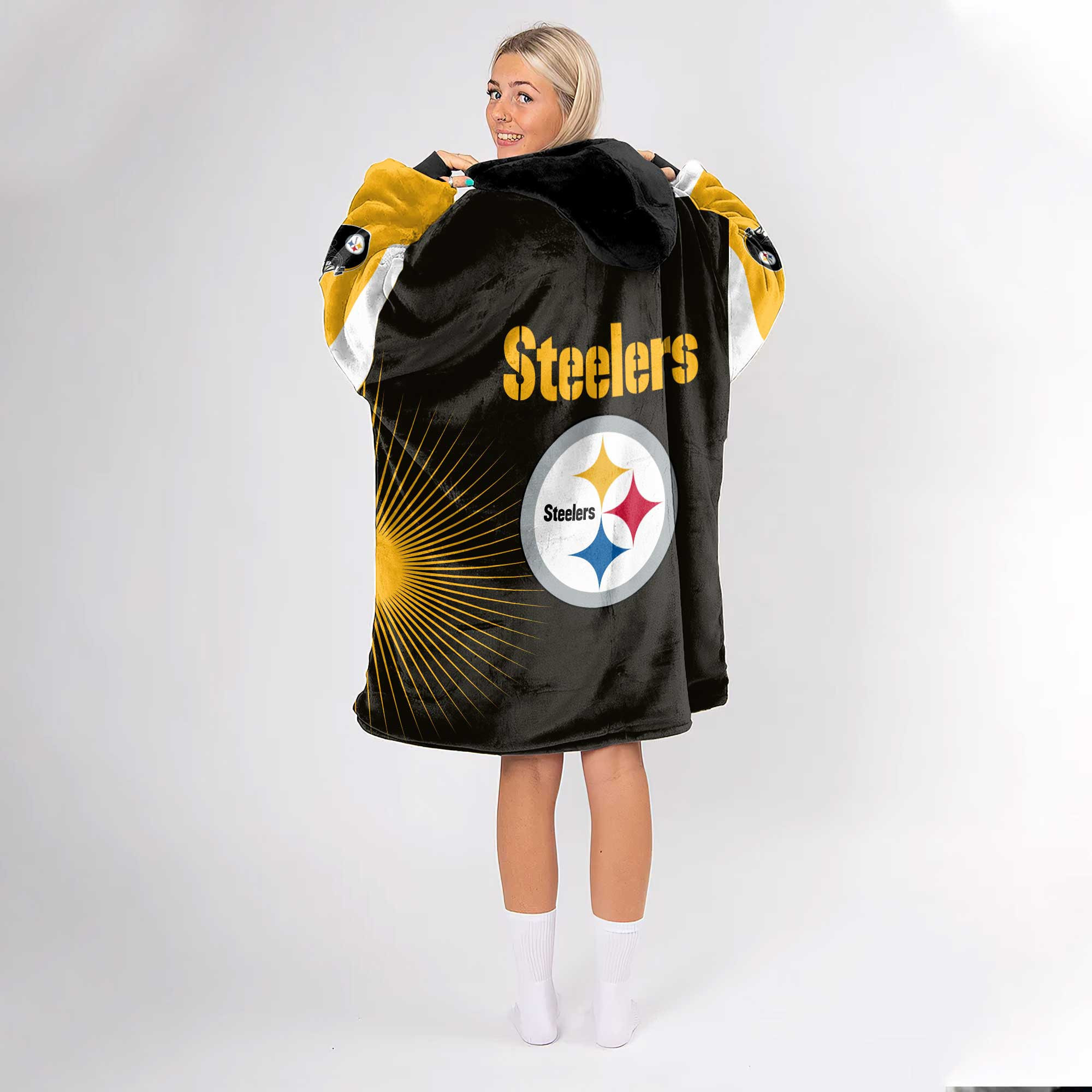 Adult S.D Pittsburgh Football Unisex Blanket Hoodie