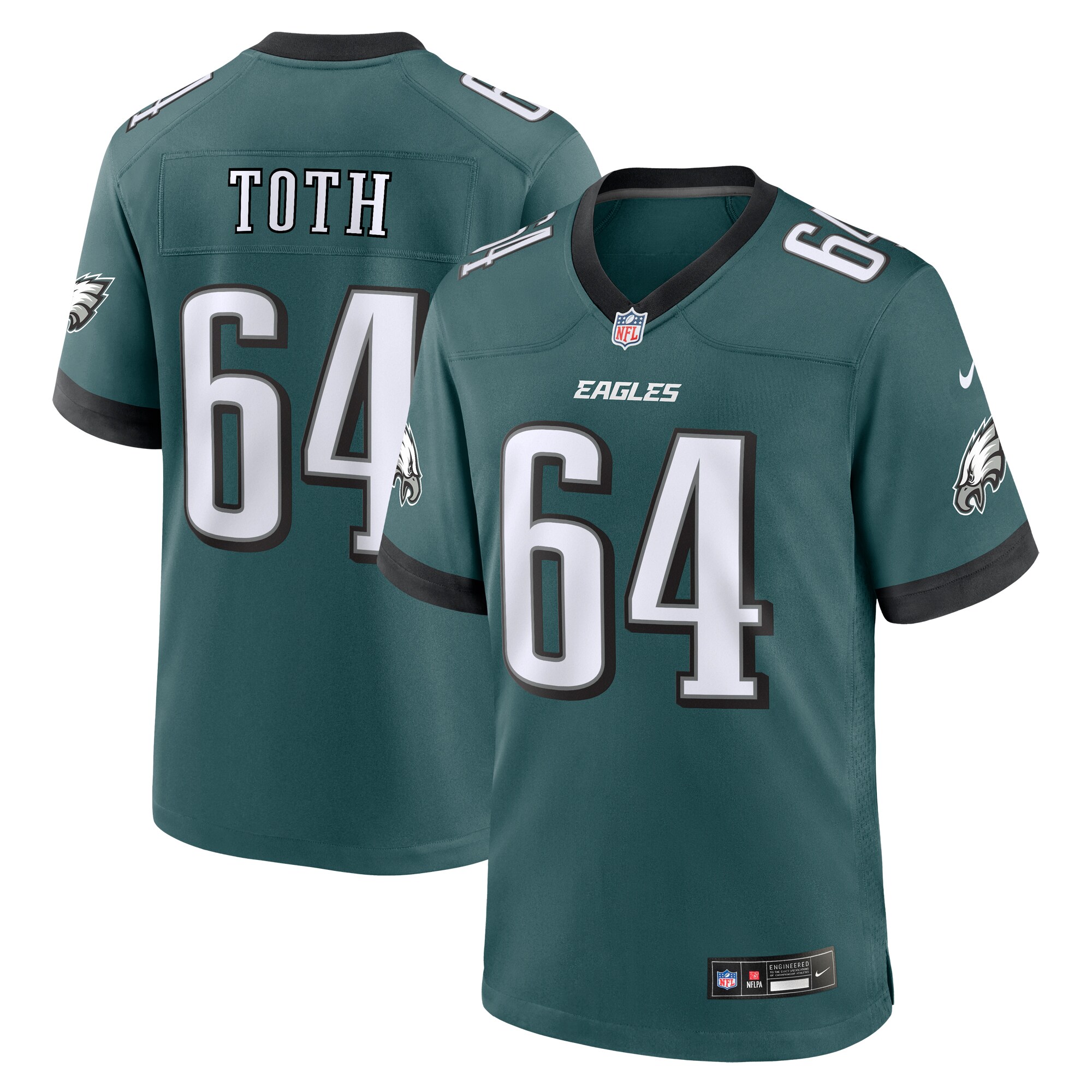 Brett Toth Philadelphia Eagles  #64 Game Jersey - Midnight Green