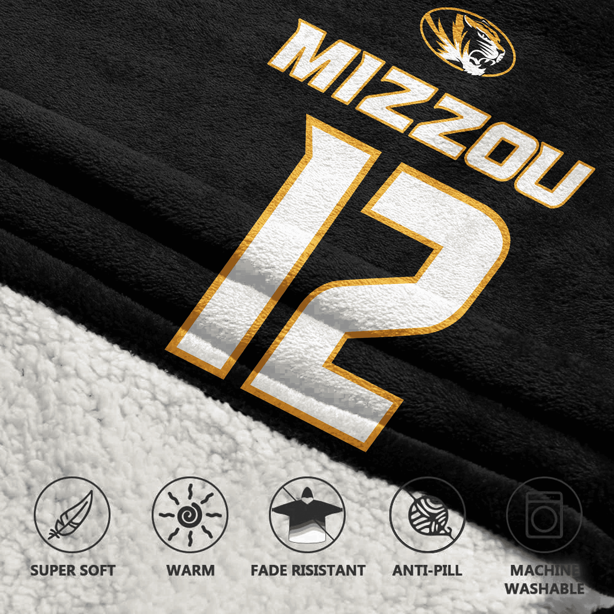 Adult 12 Missouri Football Unisex Blanket Hoodie