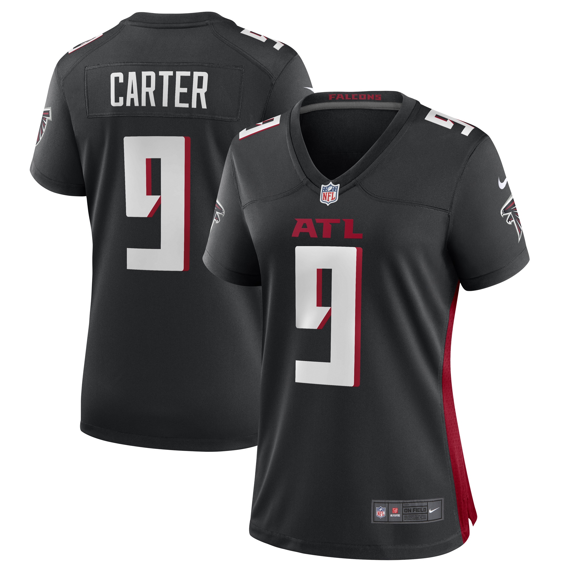 Lorenzo Carter Atlanta Falcons  Women's Game Player Jersey - Black