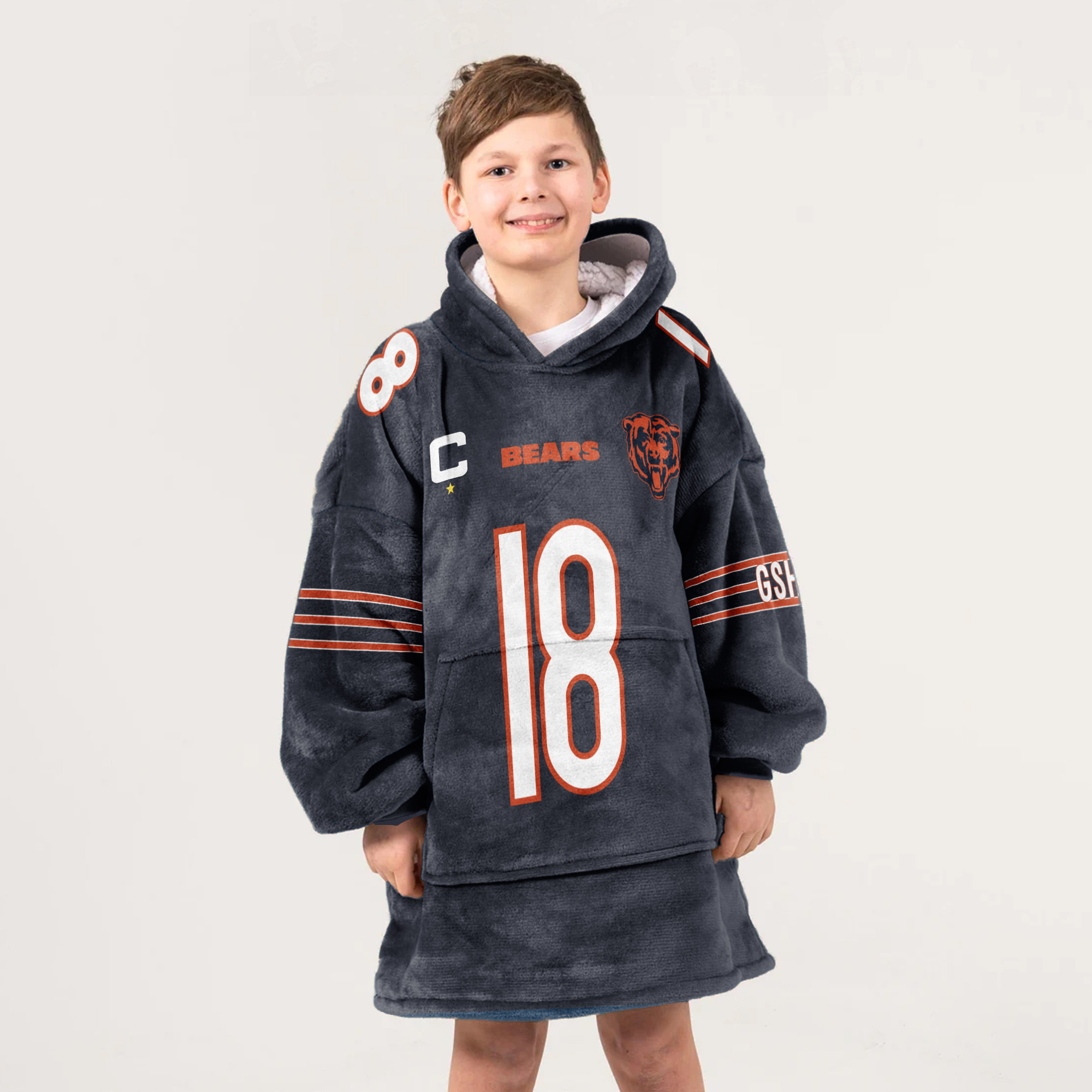 Adult Captain 18 Chicago Football Unisex Blanket Hoodie