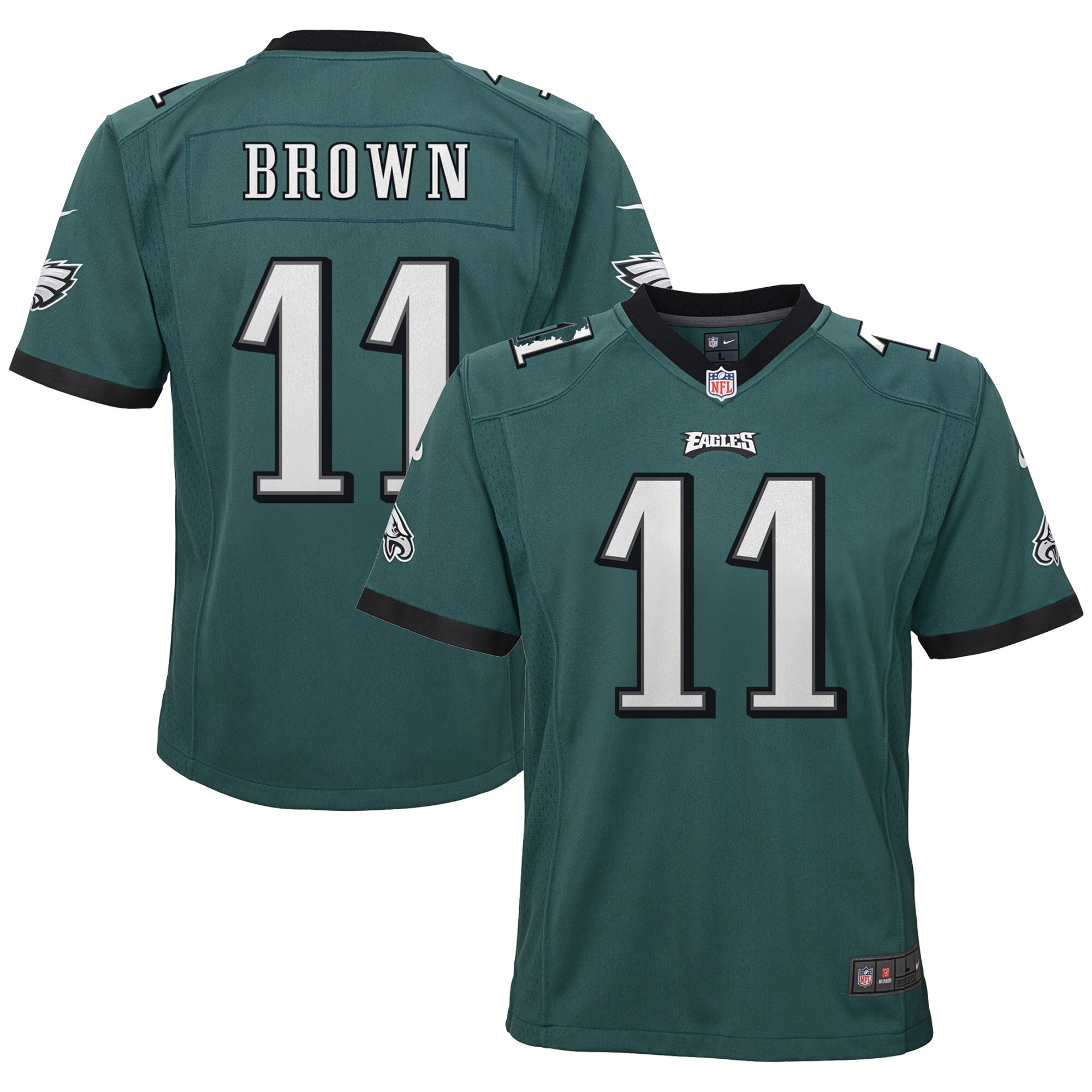 A.J. Brown Philadelphia Eagles  Youth Game Jersey - Midnight Green