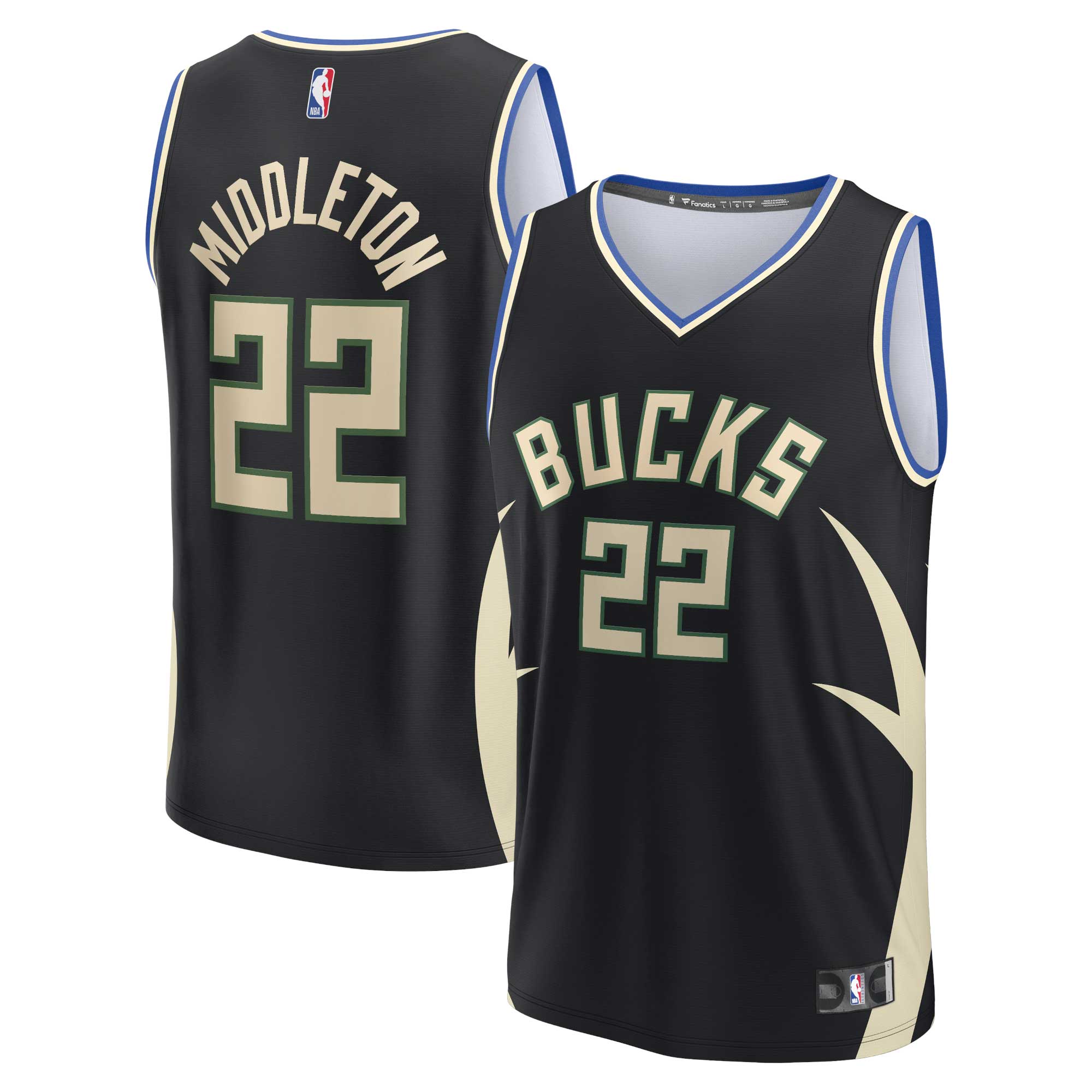 Khris Middleton Milwaukee Bucks  Fast Break Replica Player Jersey - Statement Edition - Black