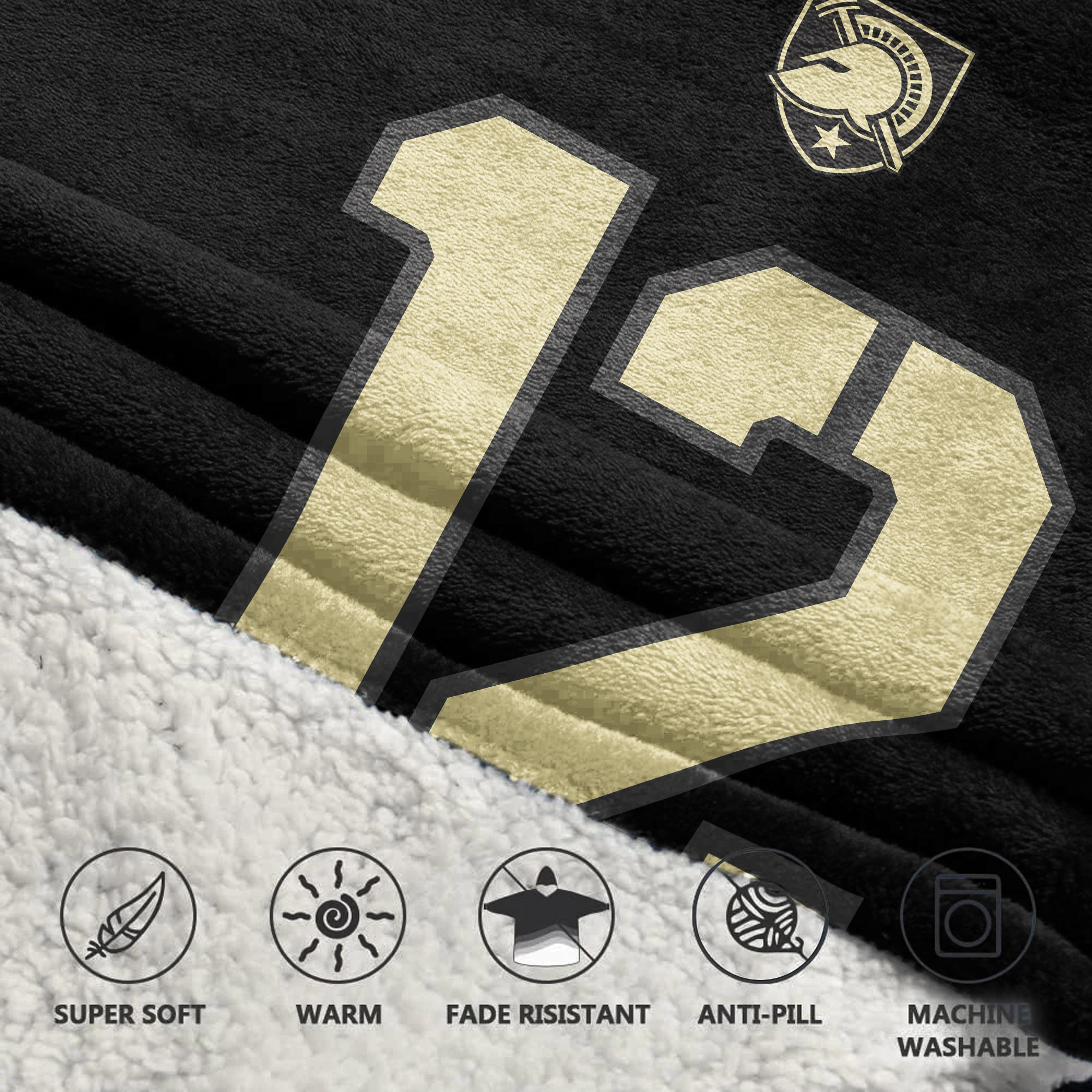 Adult #12 Army Football Unisex Blanket Hoodie
