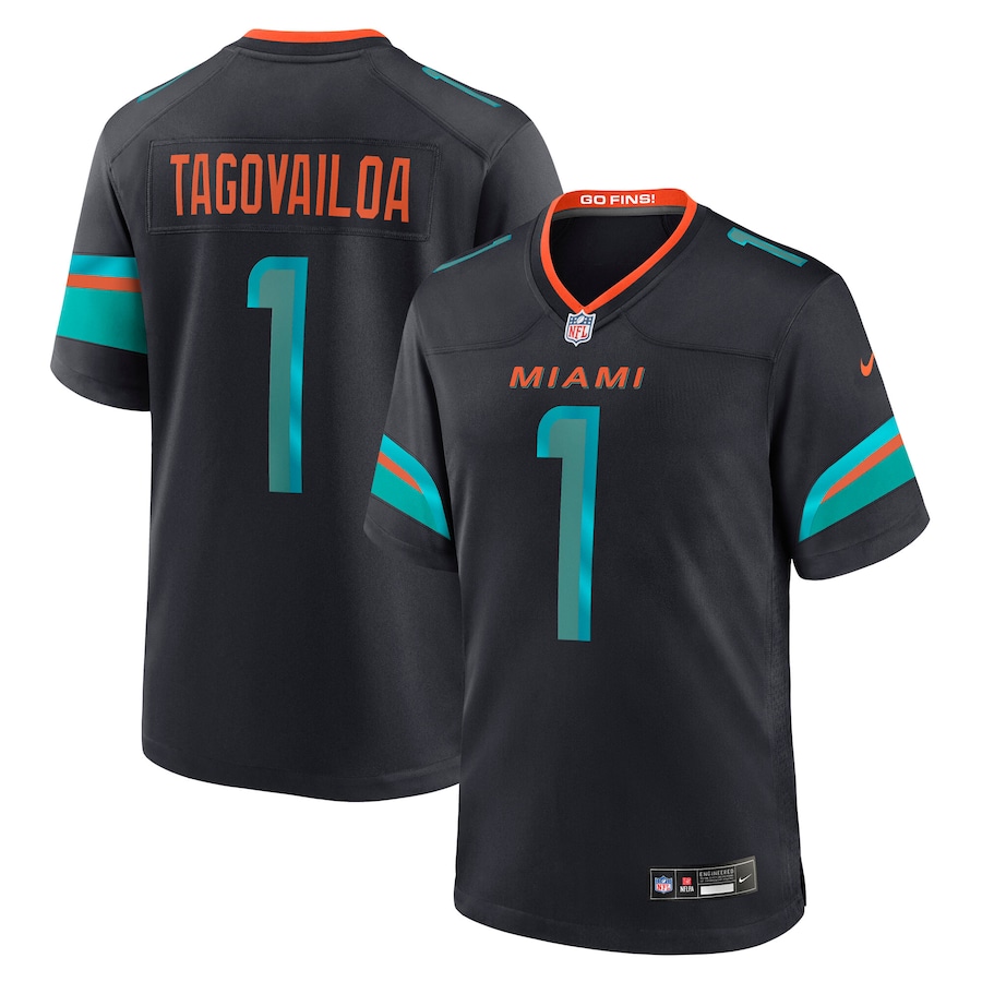 Tua Tagovailoa #1 Miami Dolphins 2025 Rivalries Collection Game Jersey - Pitch Blue