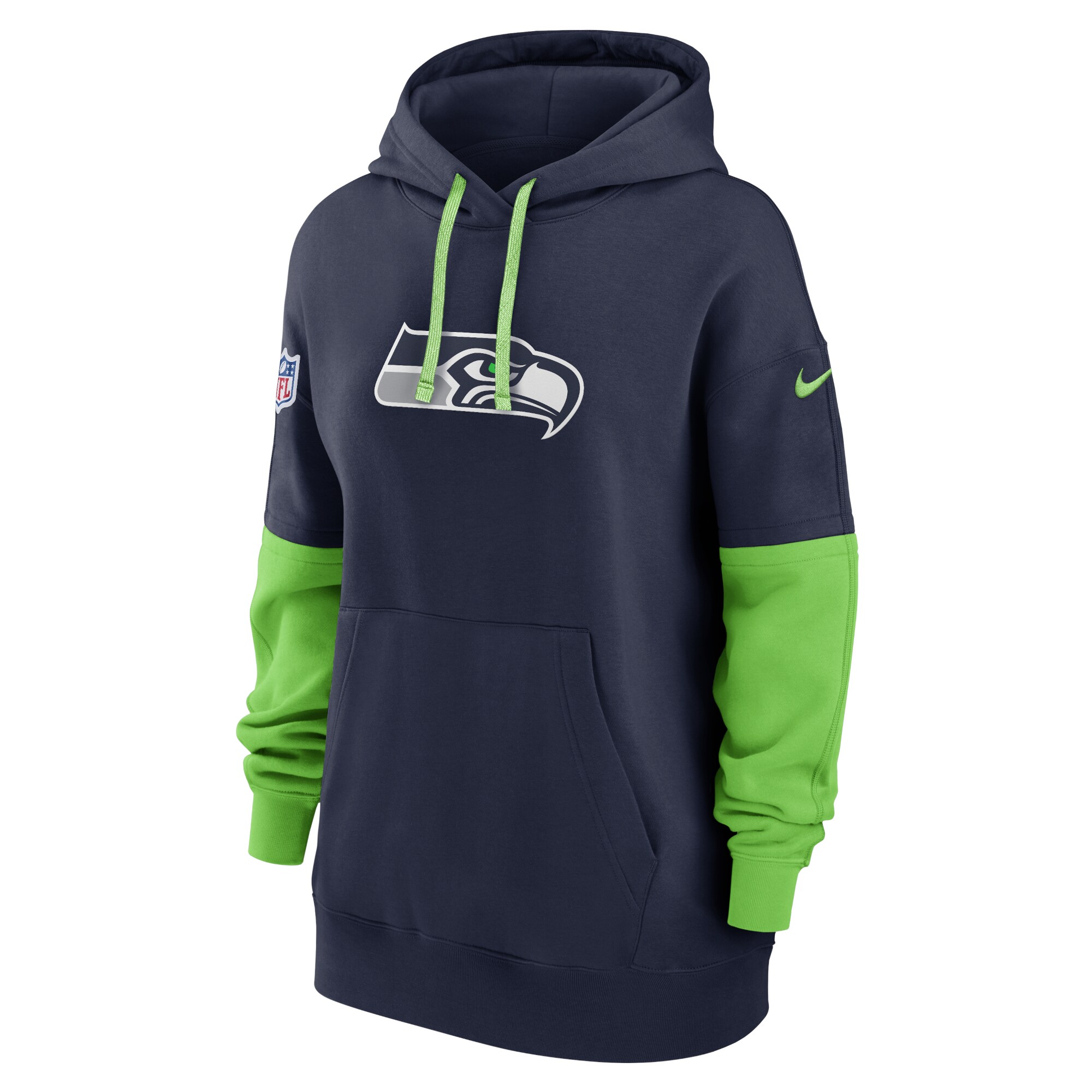 Seattle Seahawks Women's 2024 Sideline Essential Fleece Pullover Hoodie - College Navy