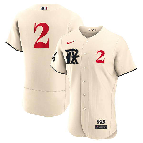 Men's Texas Rangers Marcus Semien #2  Cream 2023 City Connect Flex Base Player Jersey
