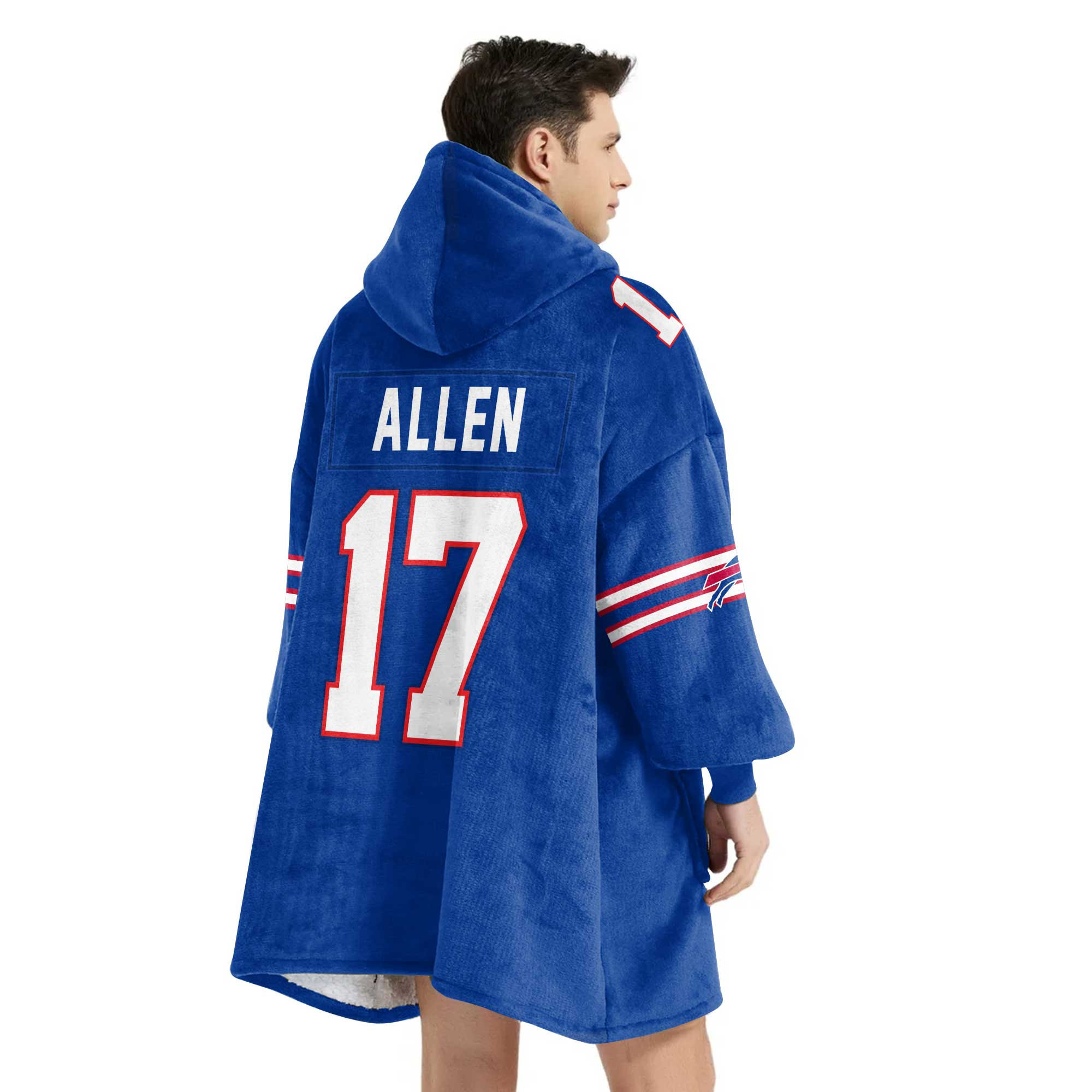 Adult 17 Buffalo Football Unisex Blanket Hoodie