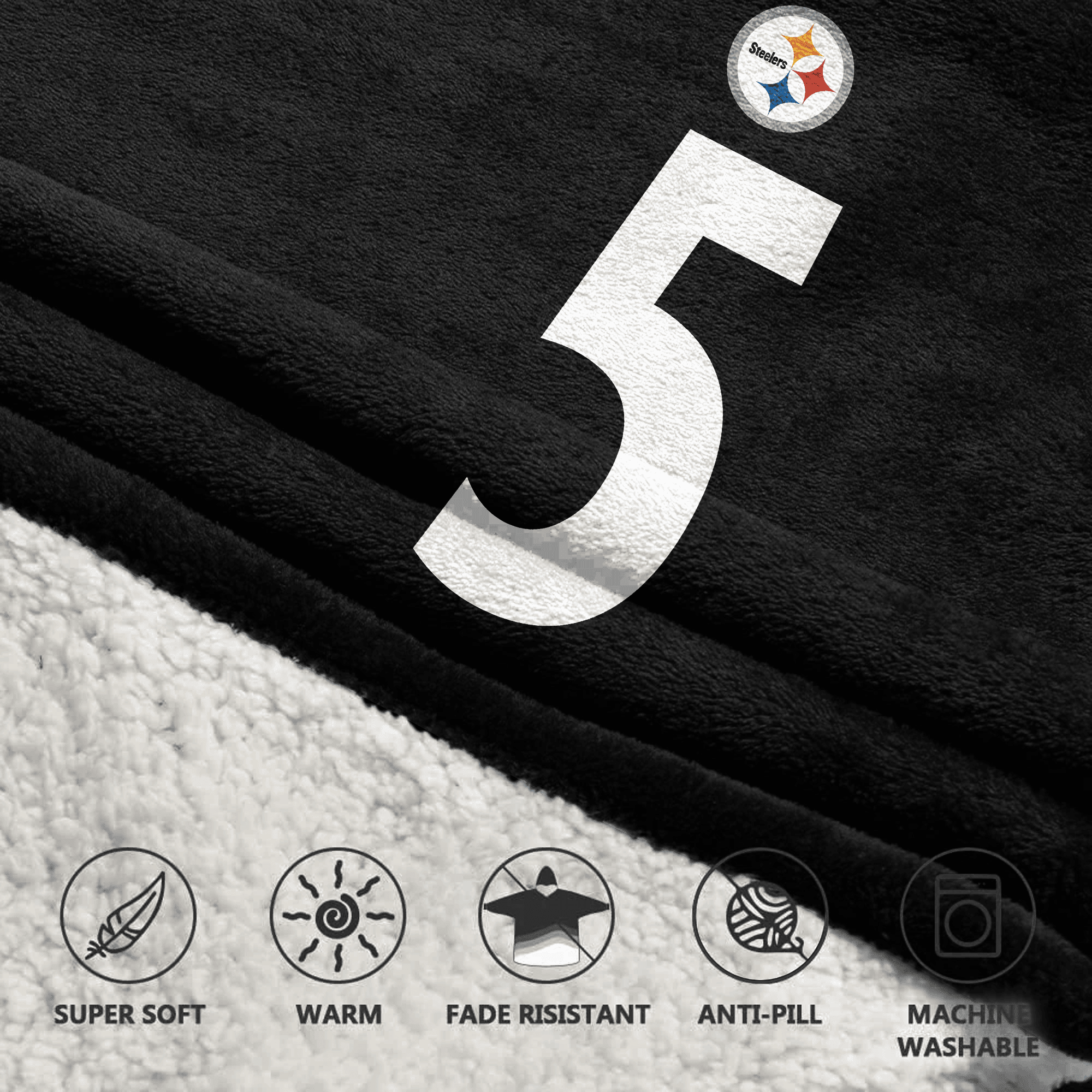Kid 5 Pittsburgh Football Unisex Blanket Hoodie