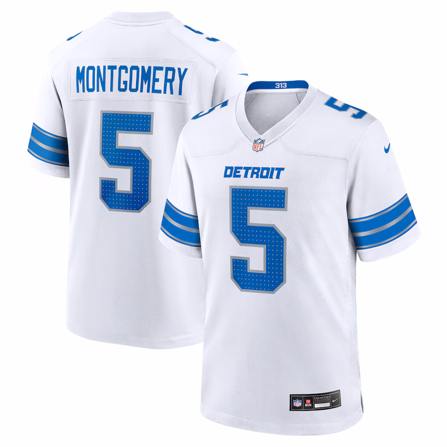 Men's David Montgomery #5 White Detroit Lions Game Jersey
