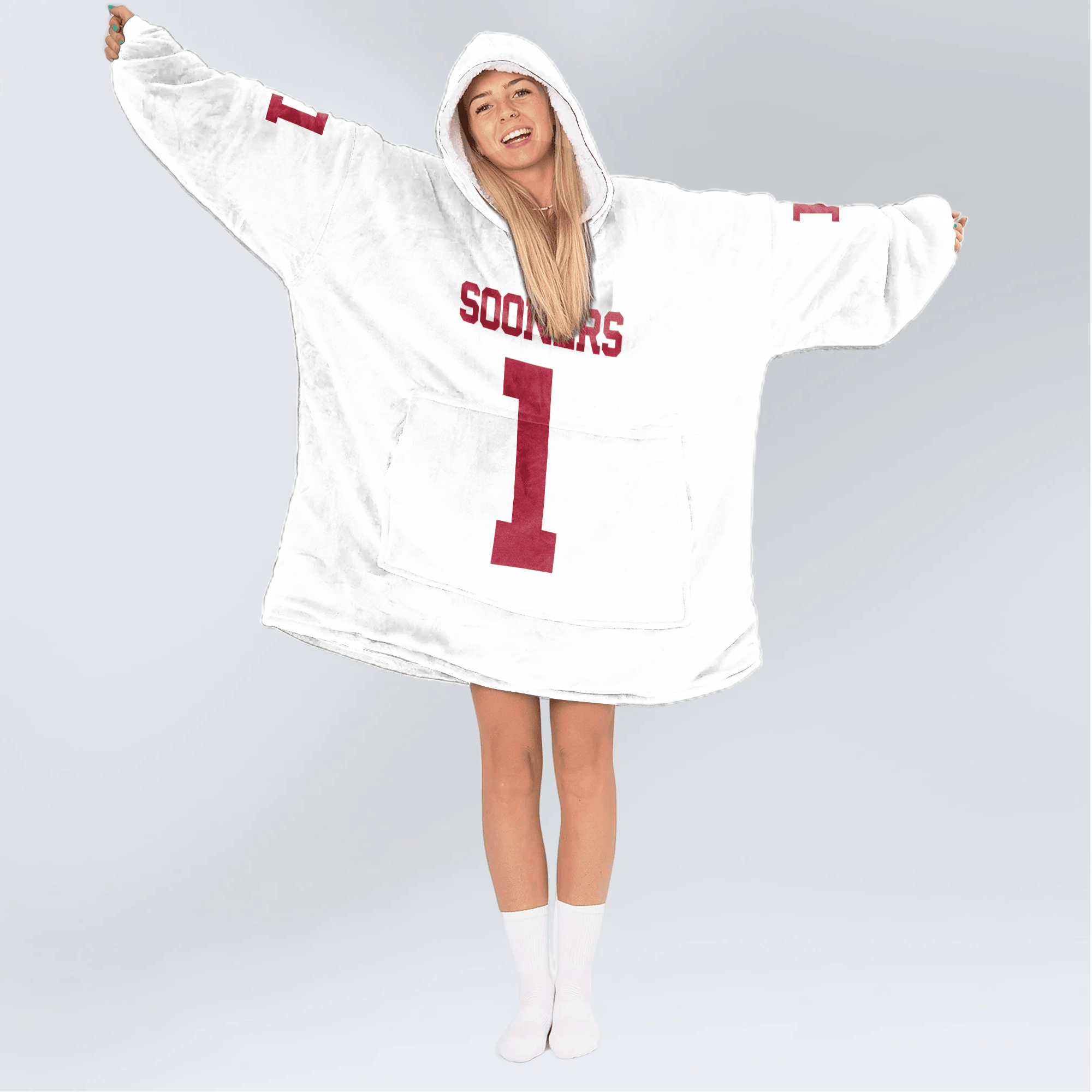 Adult #1 Oklahoma Football Unisex Blanket Hoodie