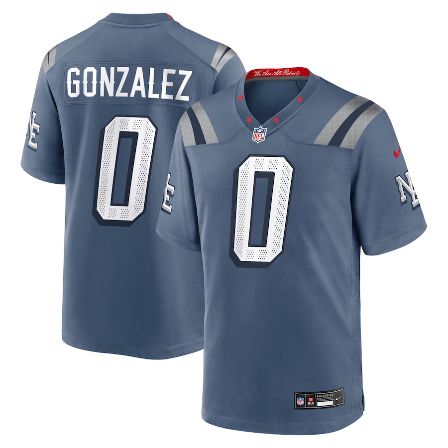 Christian Gonzalez #0 New England Patriots 2025 Rivalries Collection Game Jersey - Storm Blue