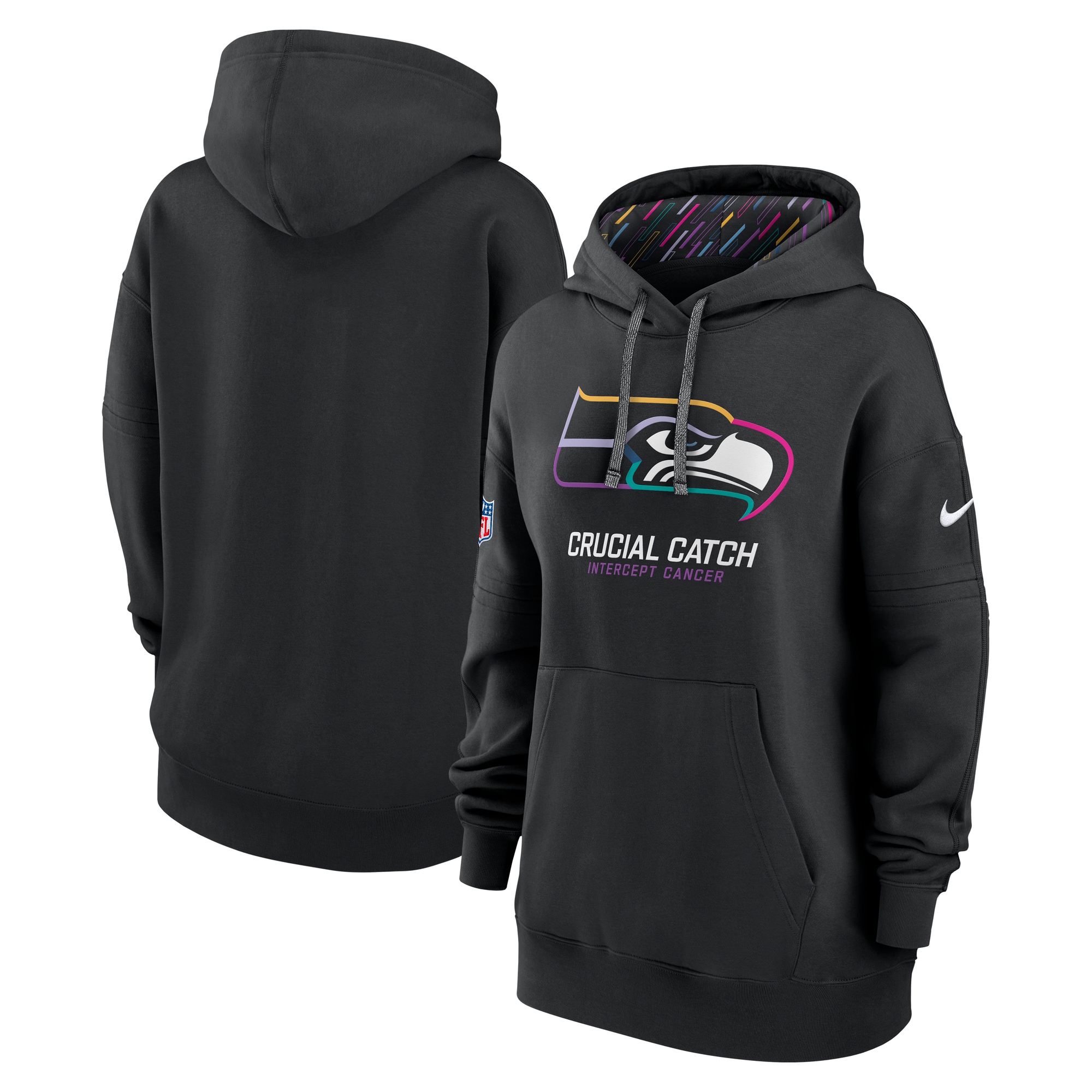Seattle Seahawks Women's 2024 NFL Crucial Catch Club Pullover Hoodie - Black