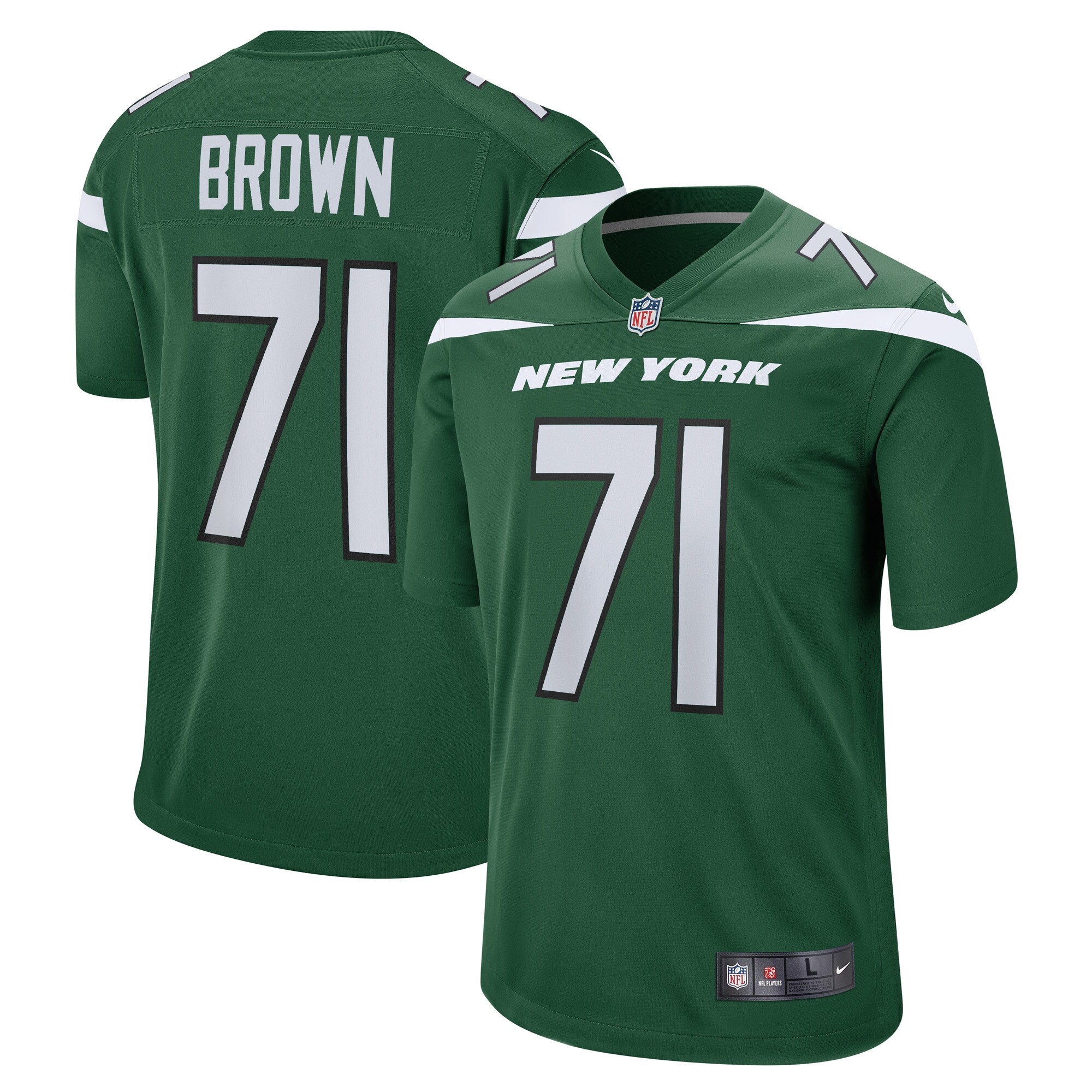 Duane Brown New York Jets  Game Player Jersey - Gotham Green
