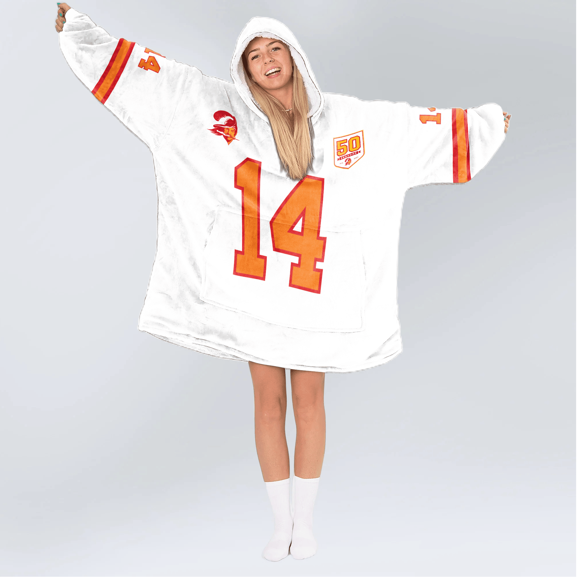 Adult 14 Tampa Bay Football 50th Season Game Unisex Blanket Hoodie