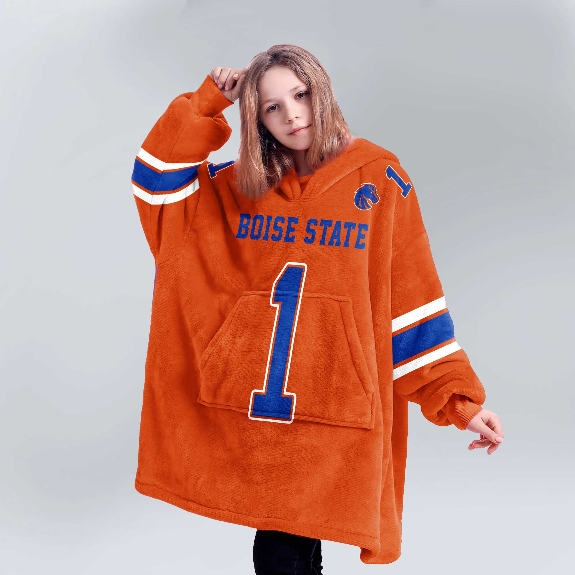 Adult #1 Boise State Football Unisex Blanket Hoodie