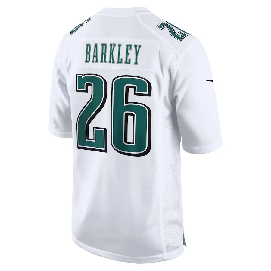 Men’s #26 Saquon Barkley Tundra White Super Bowl LIX Fashion Game Player Jersey