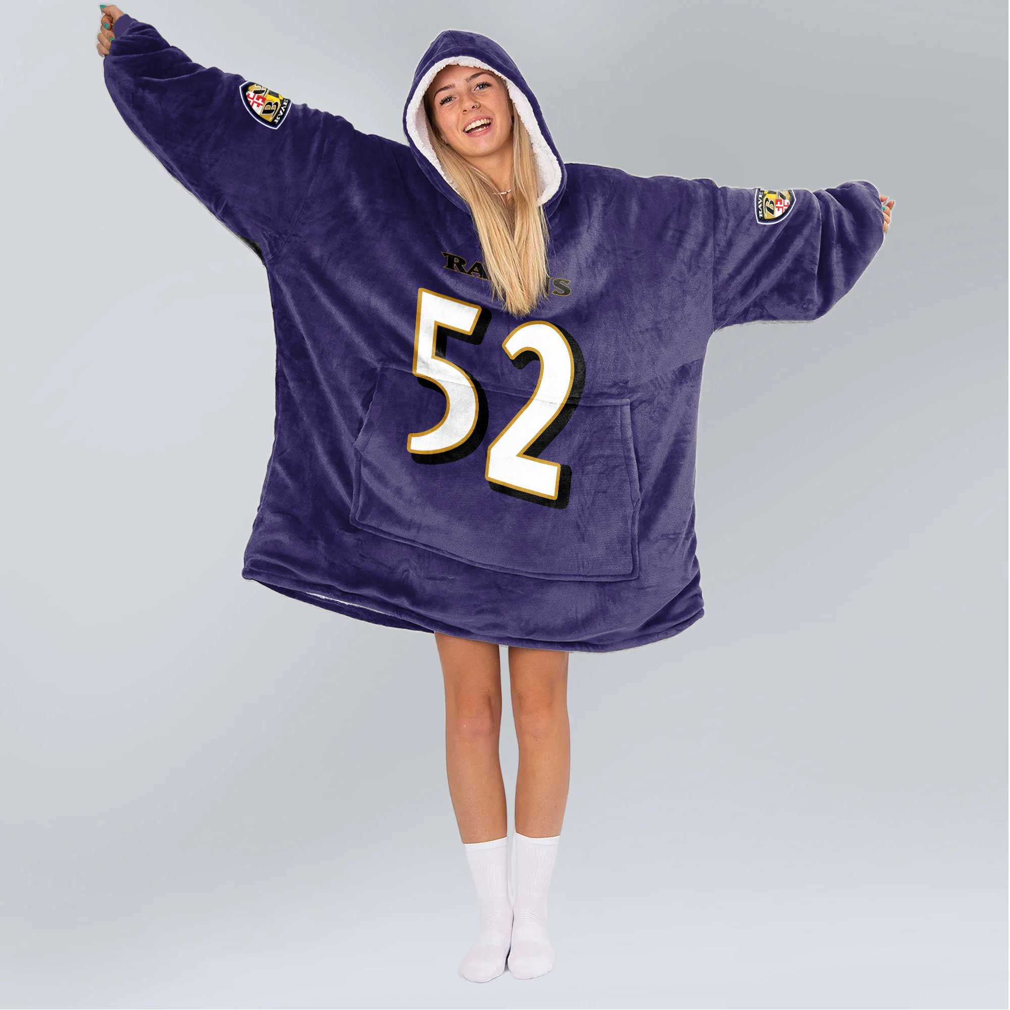Adult 52 Baltimore Football Unisex Blanket Hoodie