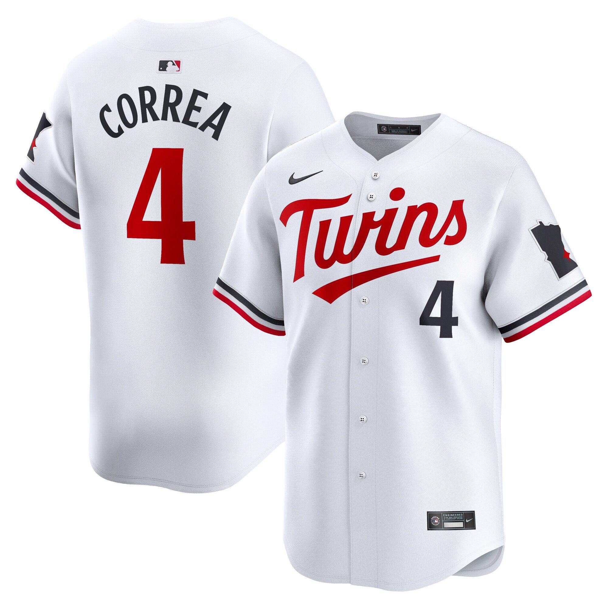 Men's Minnesota Twins #4 Carlos Correa  White Home Limited Player Jersey
