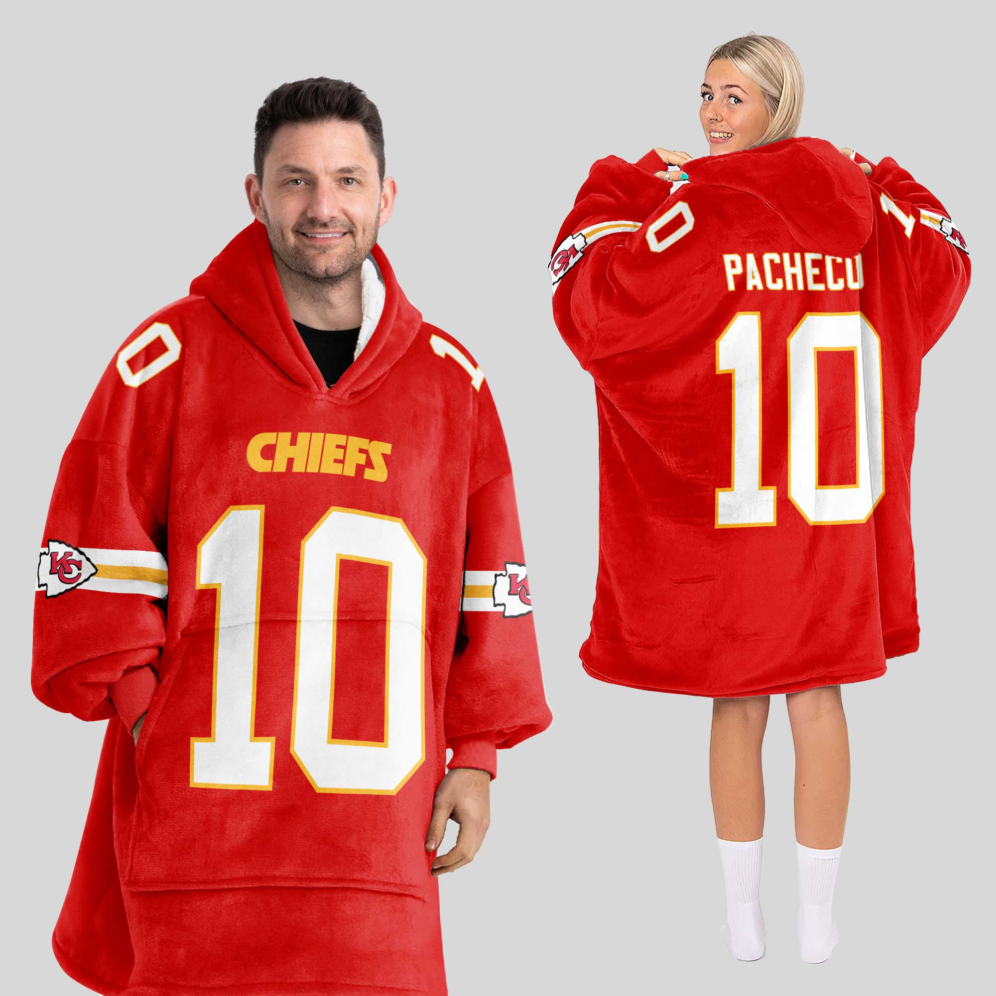 Adult 10 Kansas City Football Unisex Blanket Hoodie