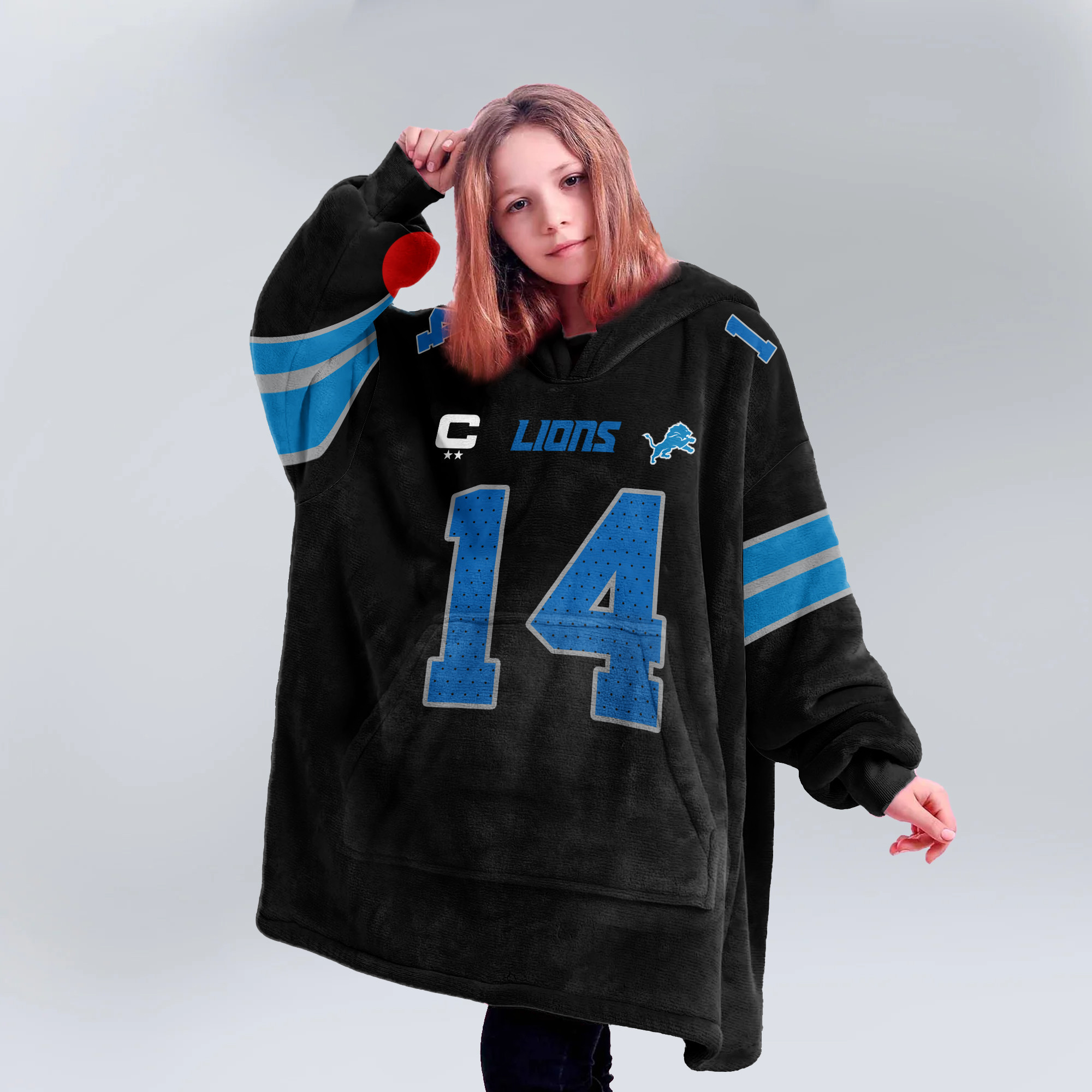 Adult A ST.B 14 Detroit Football Unisex Blanket Hoodie