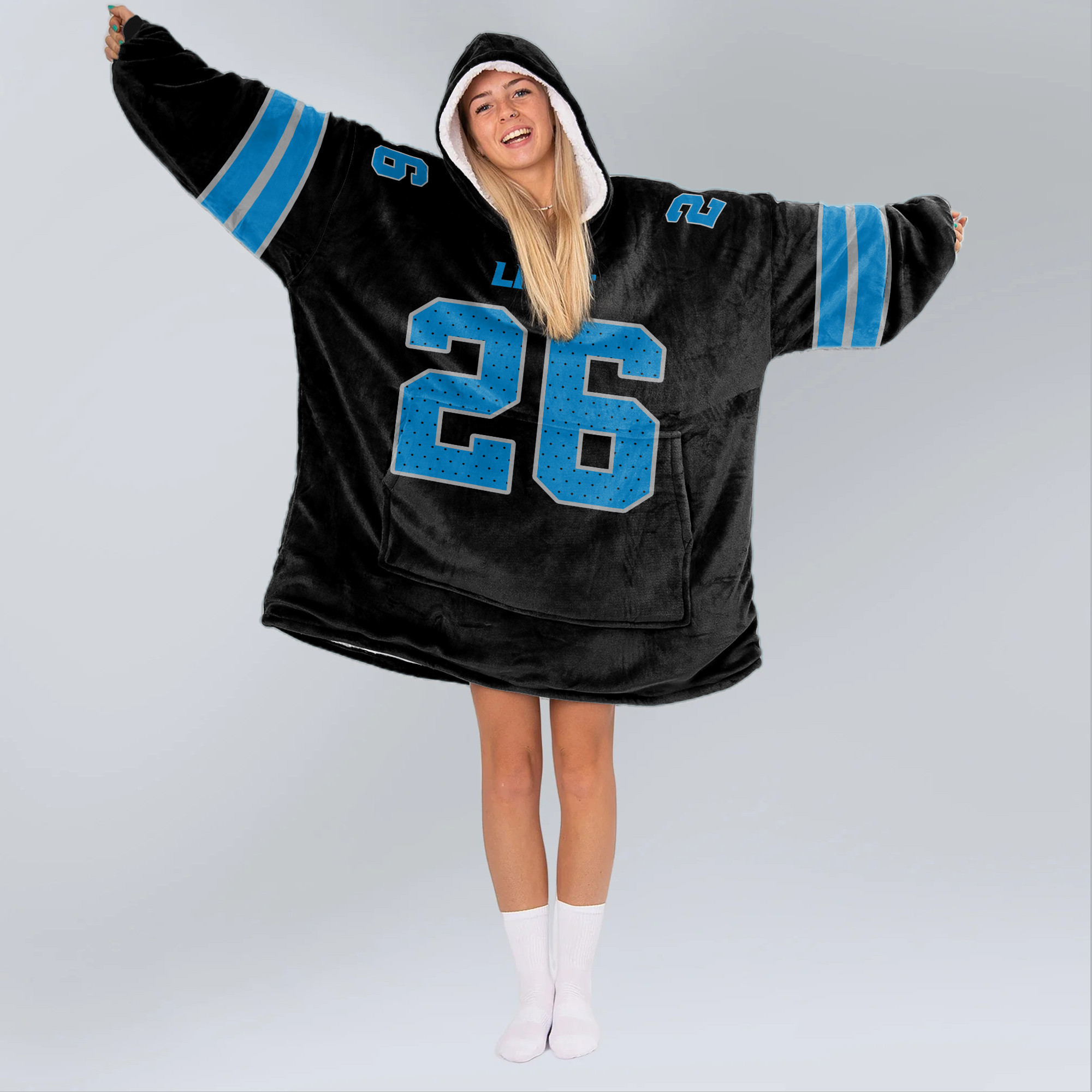Adult Jah G 26 Detroit Lions Football Unisex Blanket Hoodie