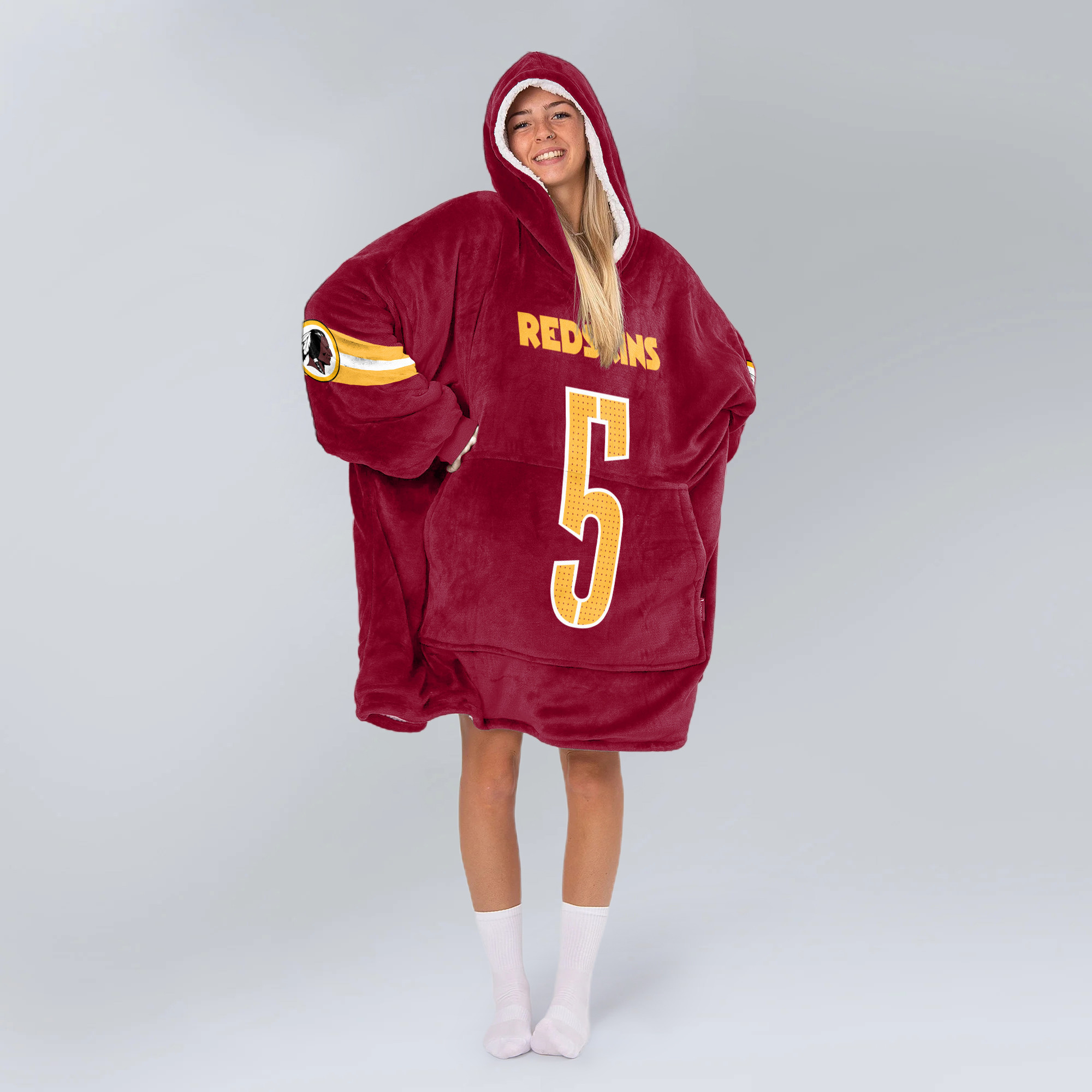 Adult 5 Washington Football Unisex Blanket Hoodie