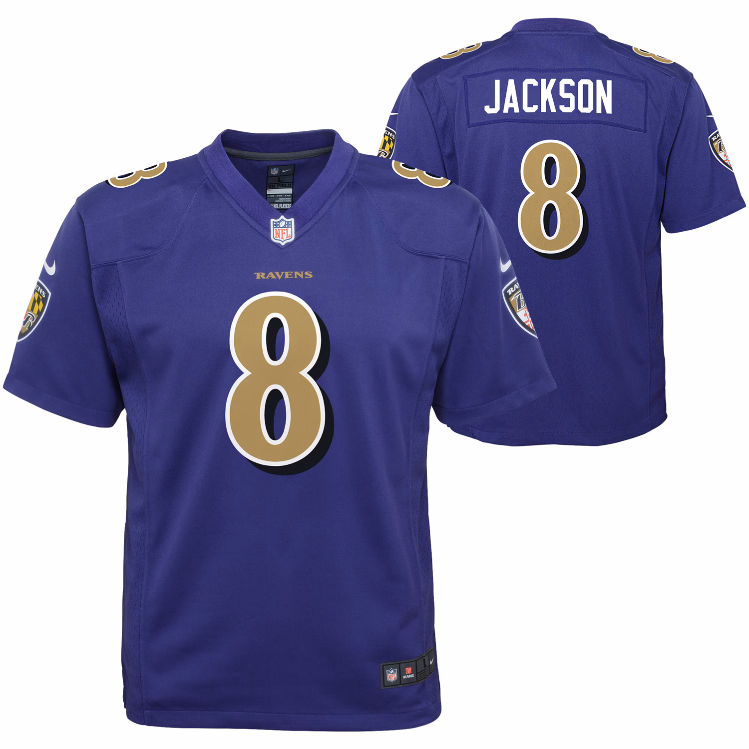 Lamar Jackson Baltimore Ravens Youth Game Jersey - Purple