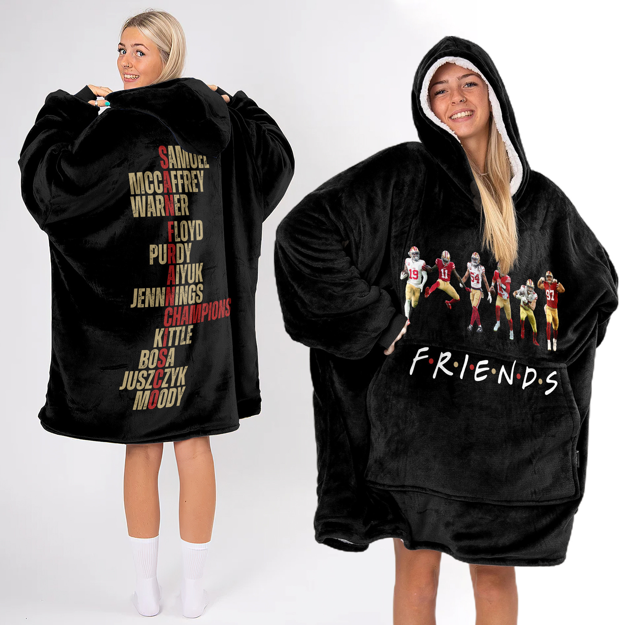 Adult Friends San Francisco 49ers Football Unisex Blanket Hoodie
