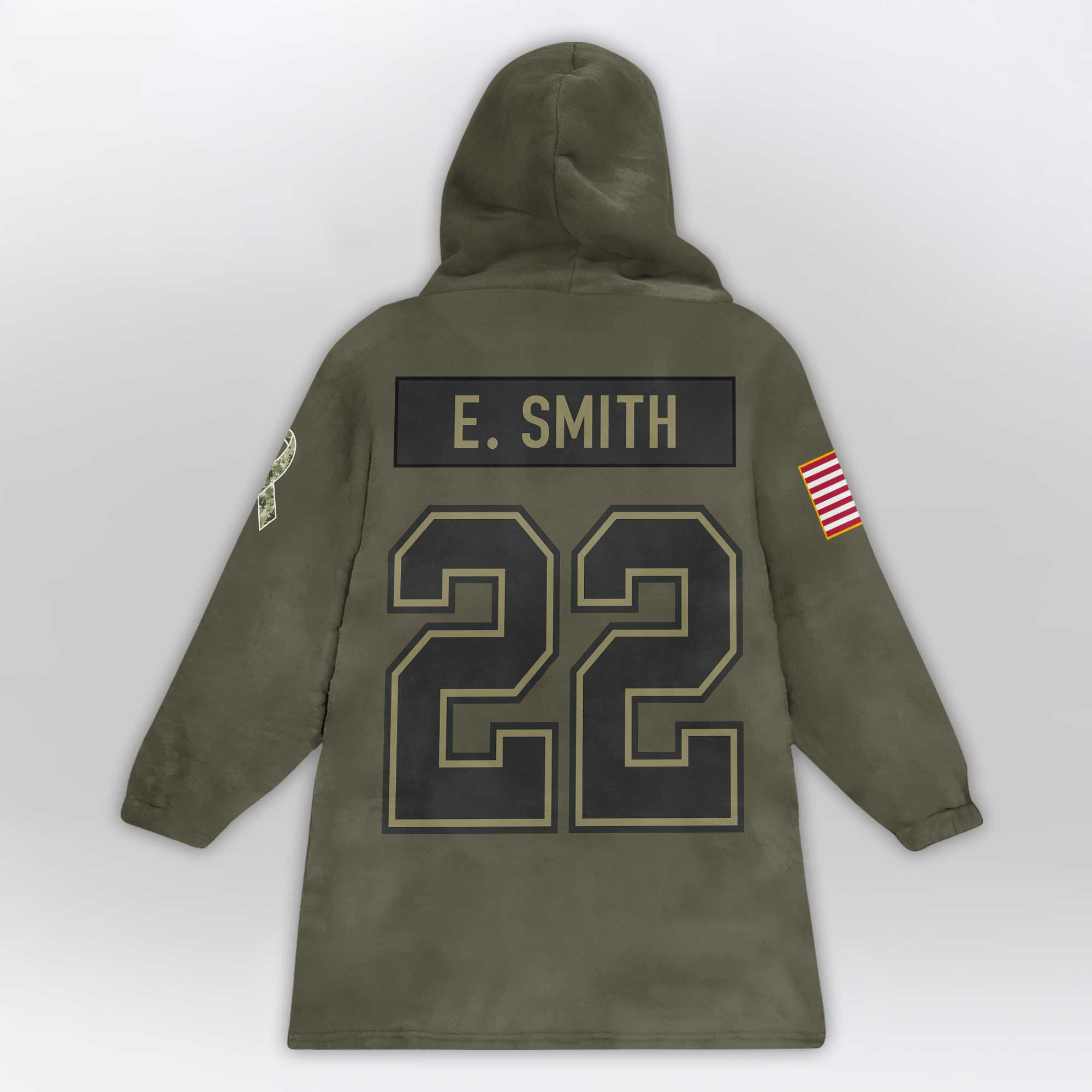 Adult E.S 22 Dallas Football Blanket Hoodie – Olive Salute to Service