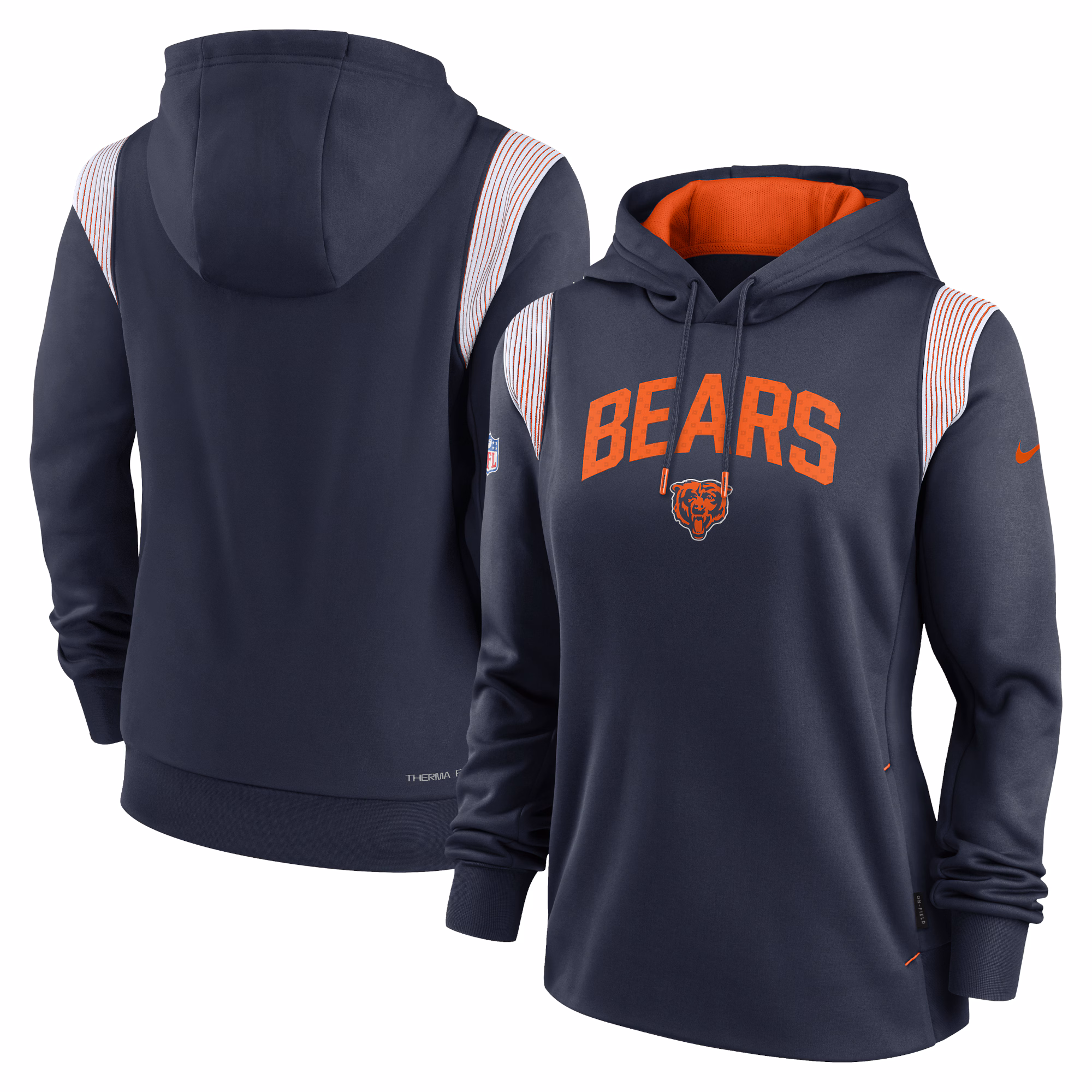 Chicago Bears Women's Sideline Stack Performance Pullover Hoodie - Navy