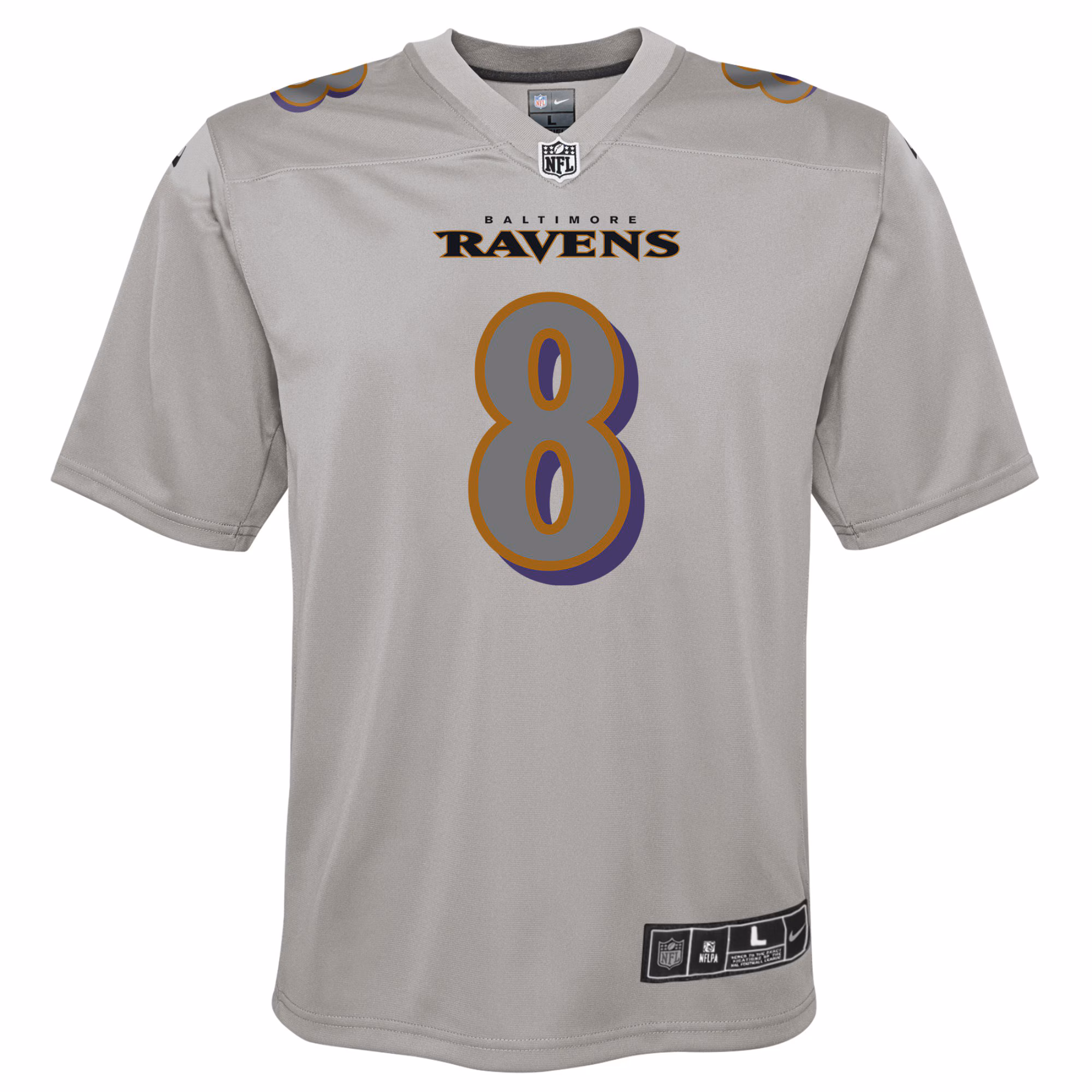 Lamar Jackson Baltimore Ravens Youth Atmosphere Fashion Game Jersey - Gray
