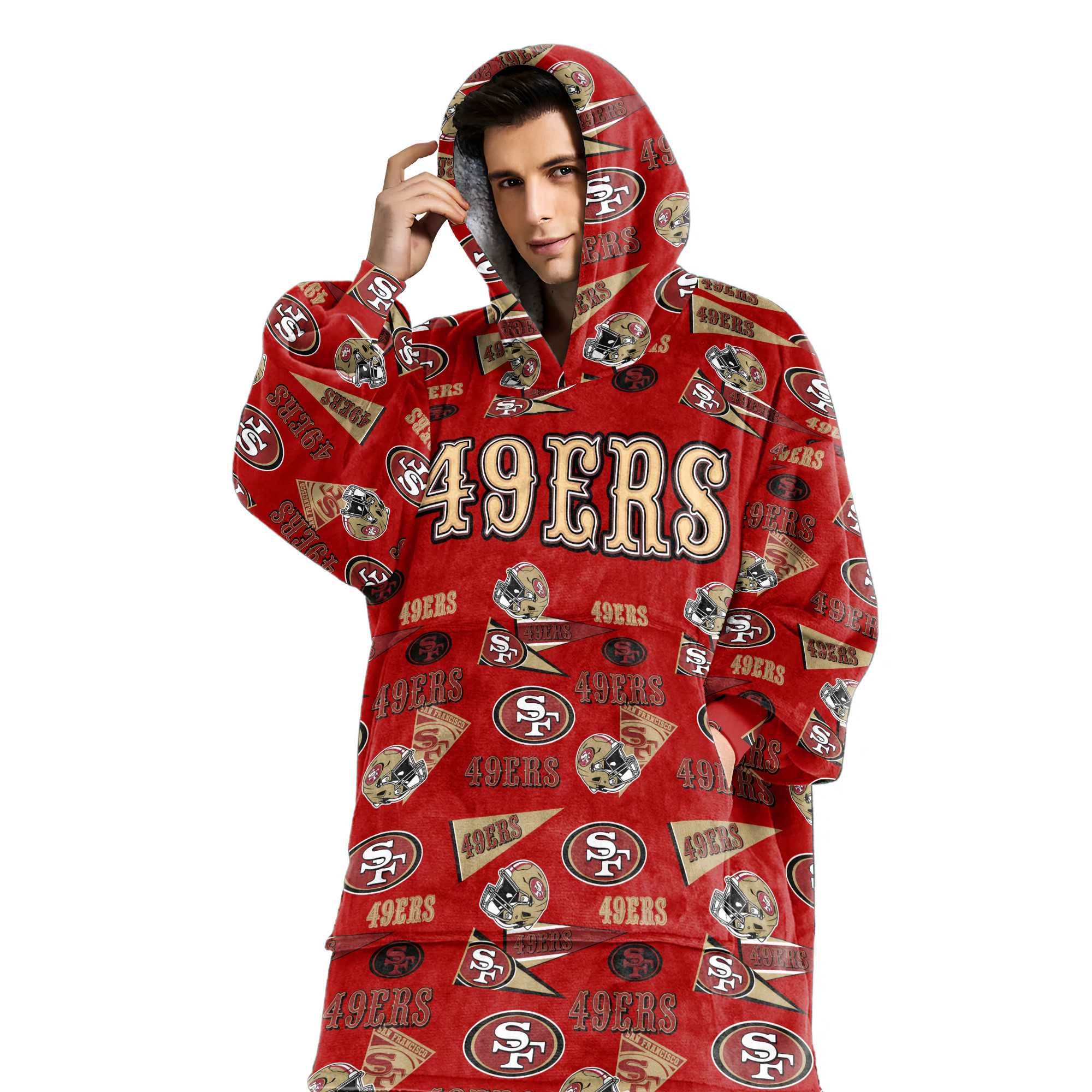 Adult San Francisco 49ers Football Unisex Blanket Hoodie