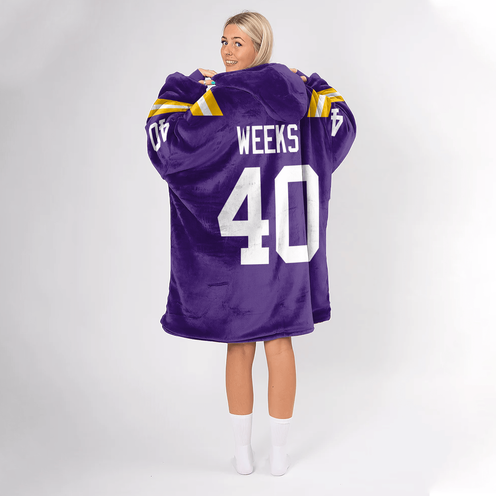 Adult W.W 40 LSU Football Unisex Blanket Hoodie