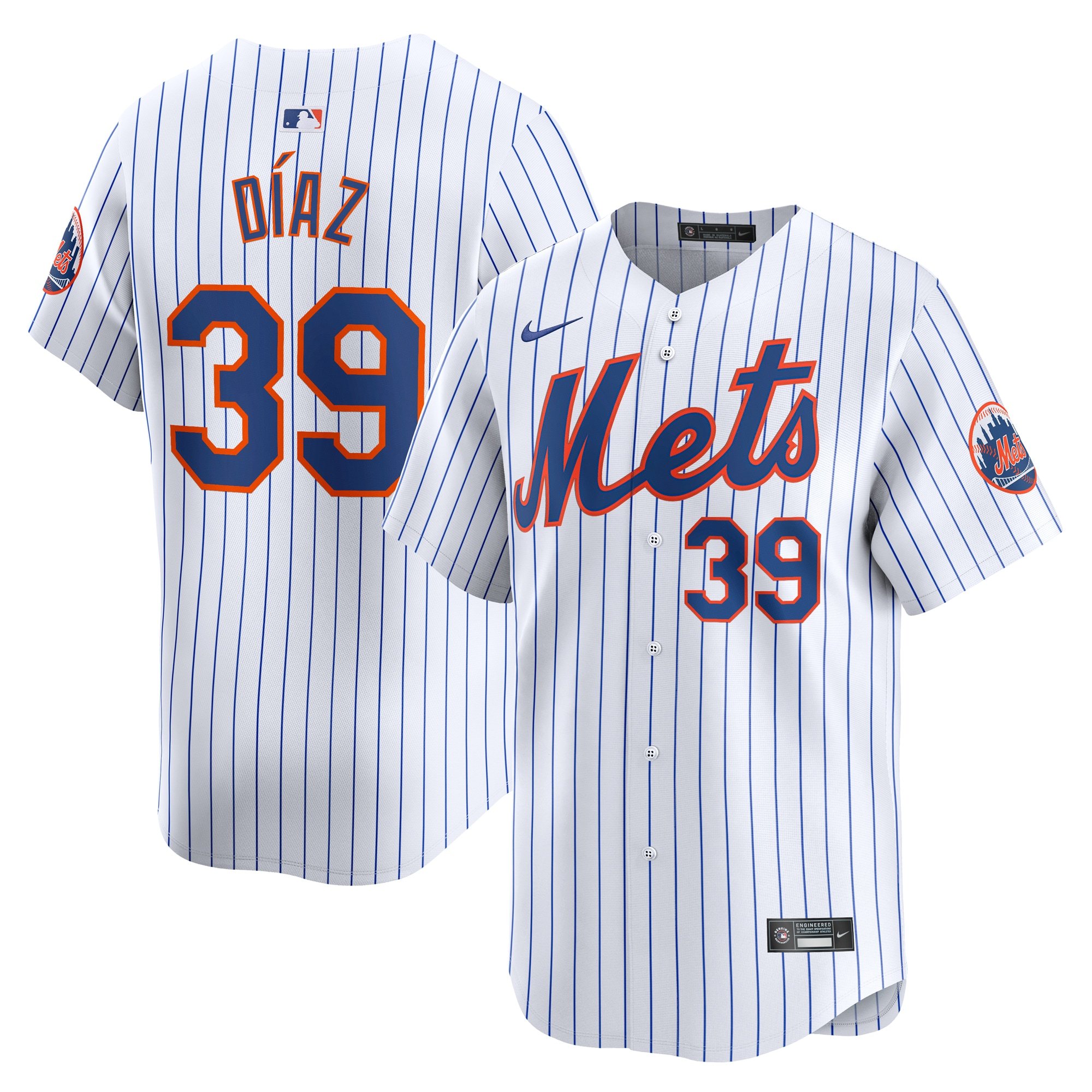Men's New York Mets Edwin Diaz  White Home Limited Player Jersey