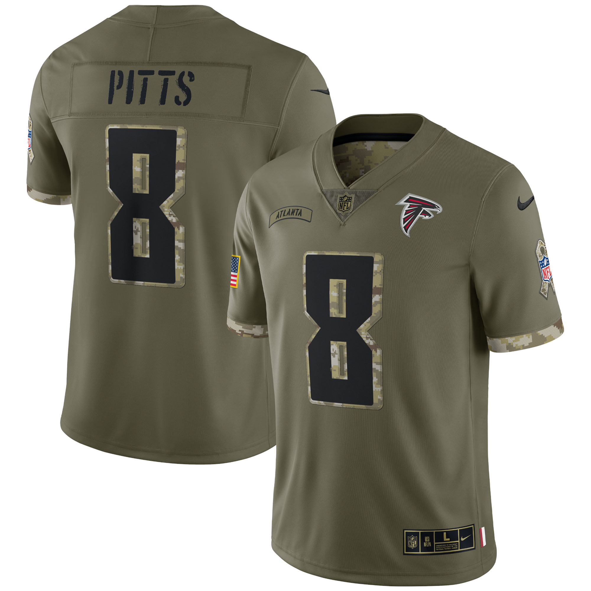 Kyle Pitts Atlanta Falcons  2022 Salute To Service Limited Jersey - Olive